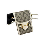 Gucci Horsebit 1955 Mini Bag Phone Bag Beige and White