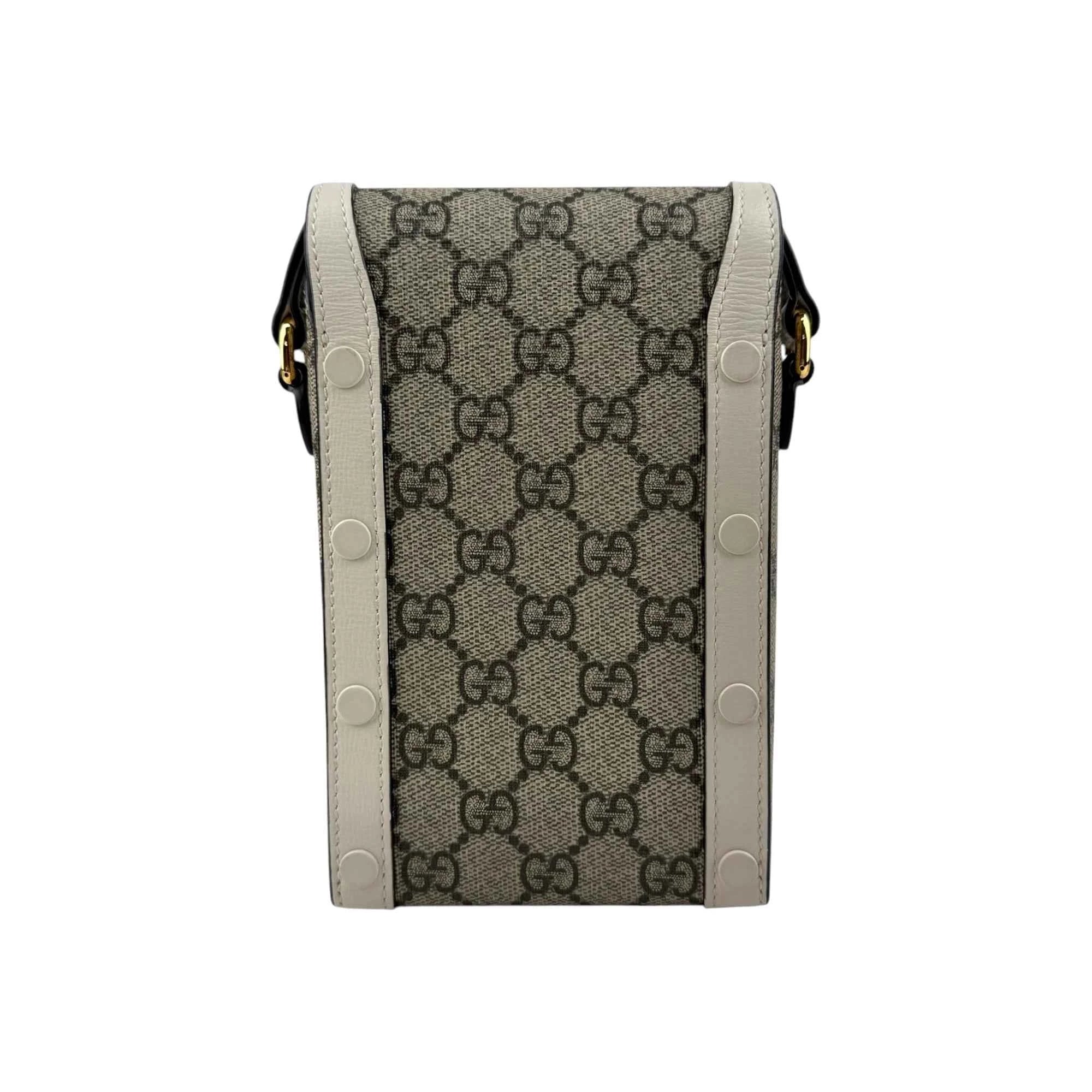 Gucci Horsebit 1955 Mini Bag Phone Bag Beige and White