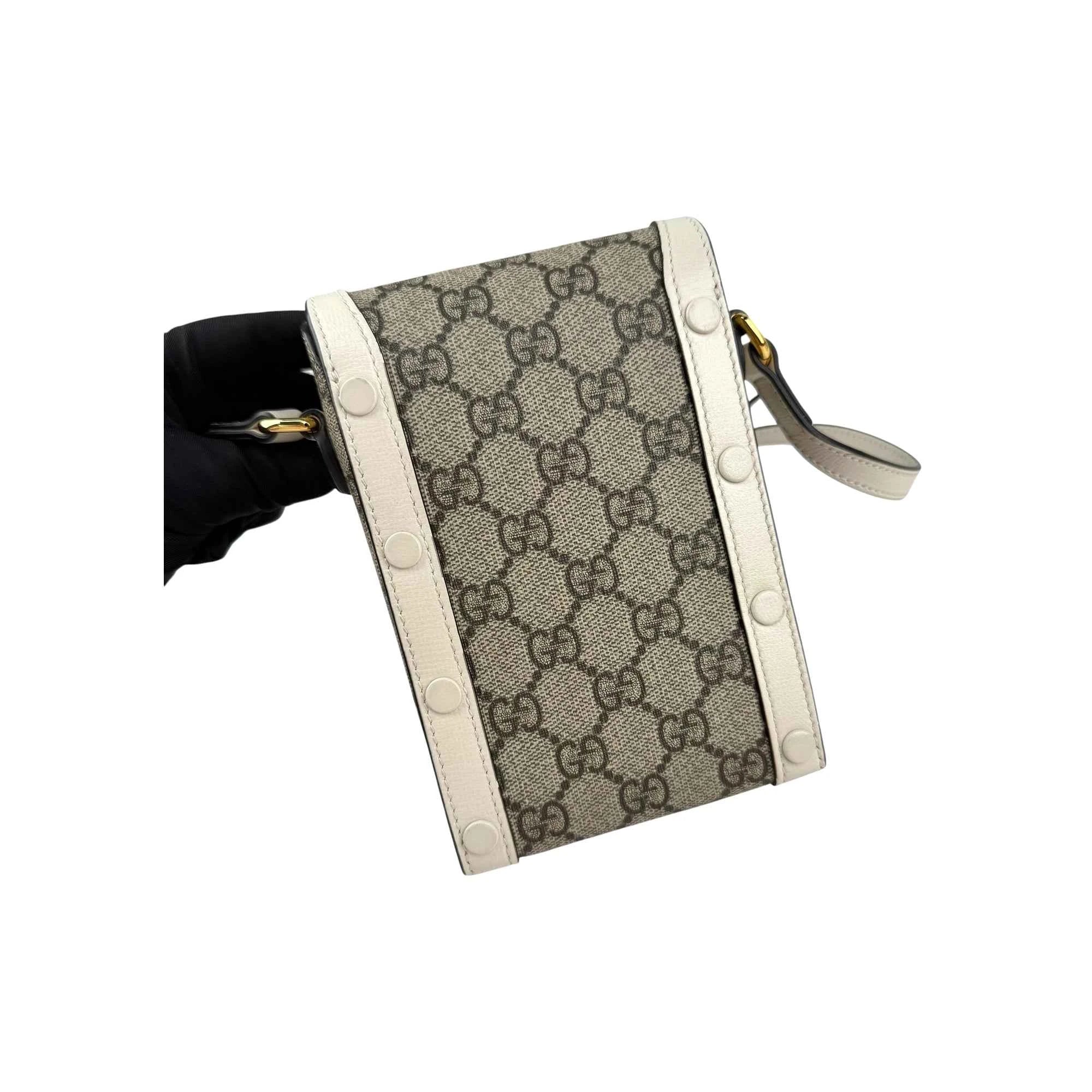 Gucci Horsebit 1955 Mini Bag Phone Bag Beige and White
