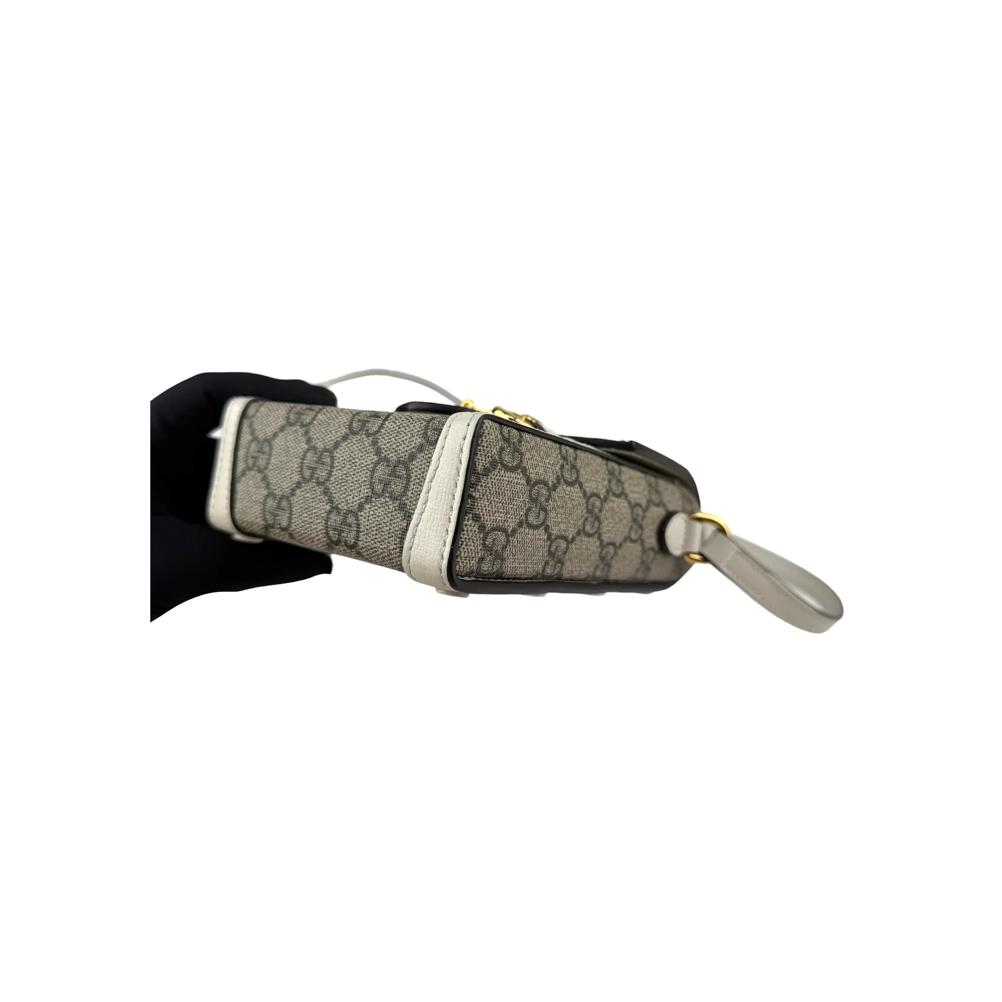 Gucci Horsebit 1955 Mini Bag Phone Bag Beige and White