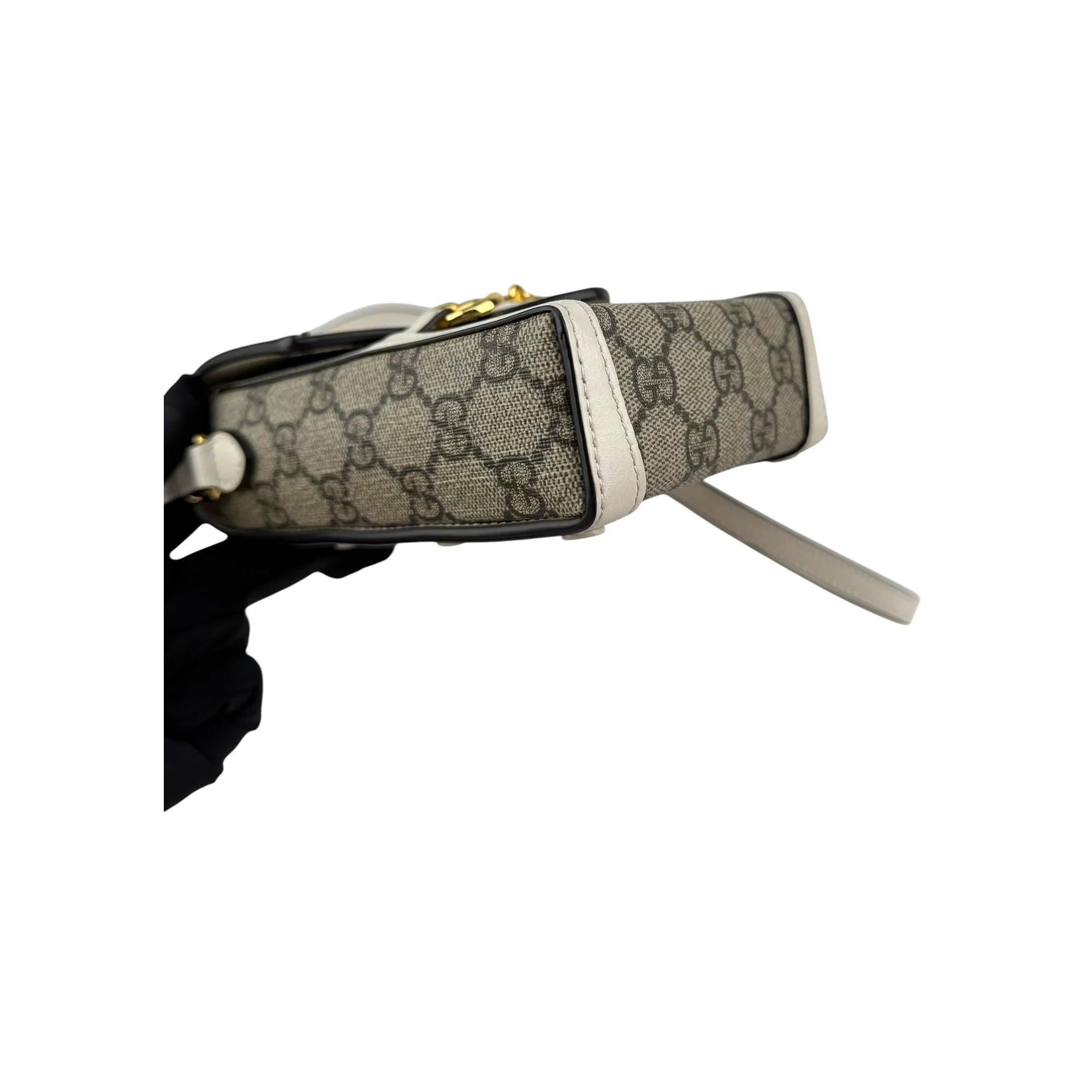 Gucci Horsebit 1955 Mini Bag Phone Bag Beige and White