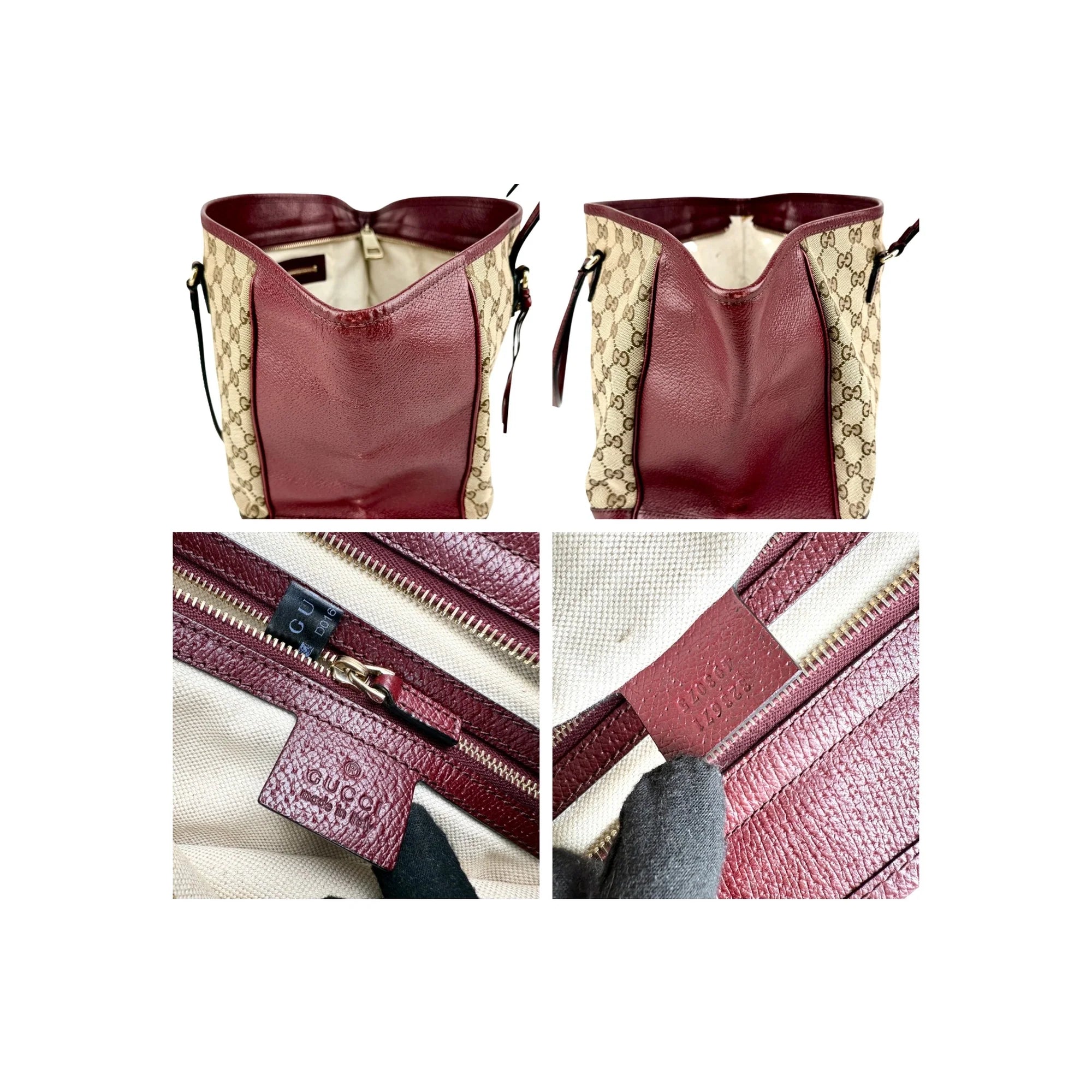 Gucci Red/Beige GG Canvas Bree Tote Bag