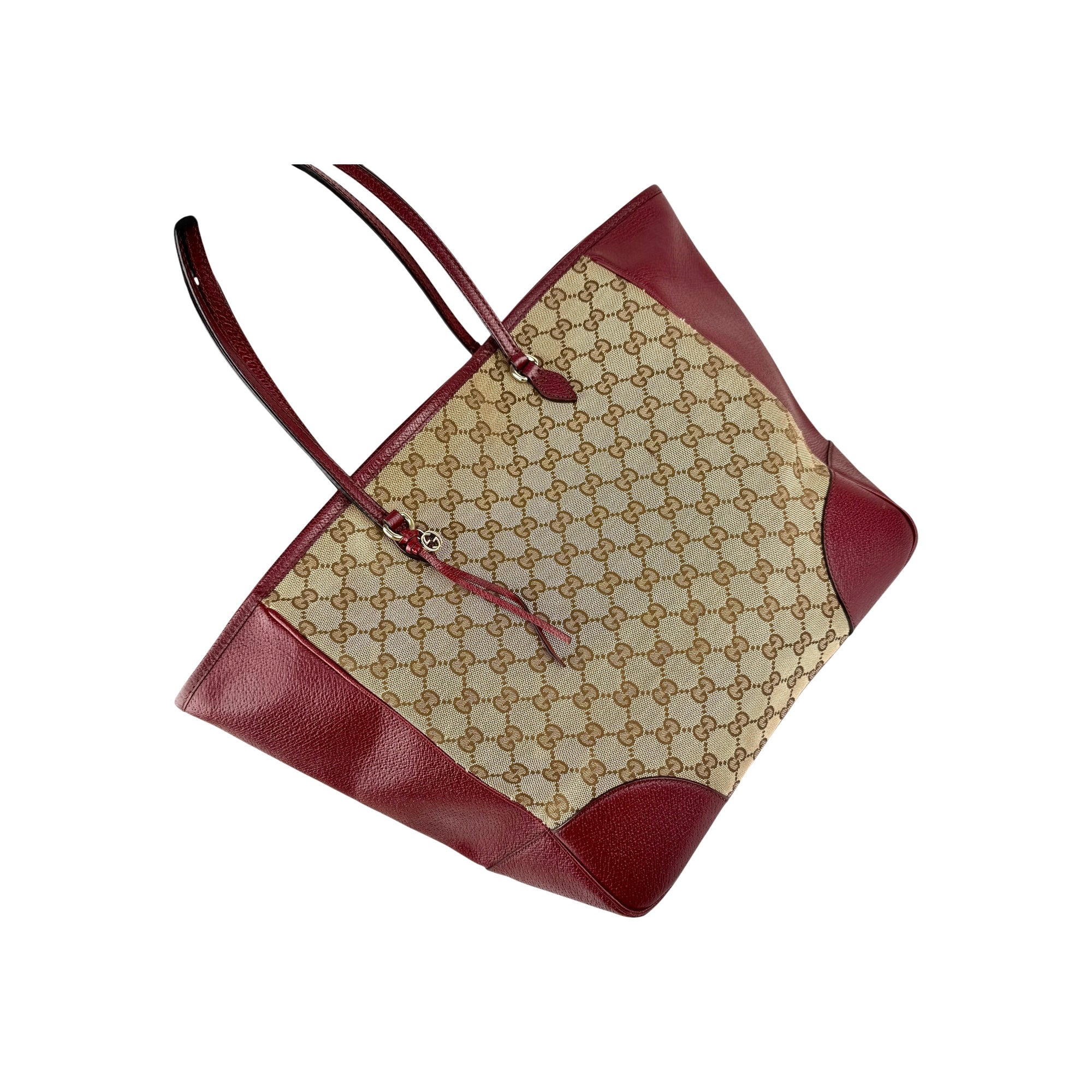 Gucci Red/Beige GG Canvas Bree Tote Bag