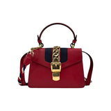 Gucci Red Calfskin Leather Small Sylvie Shoulder Bag