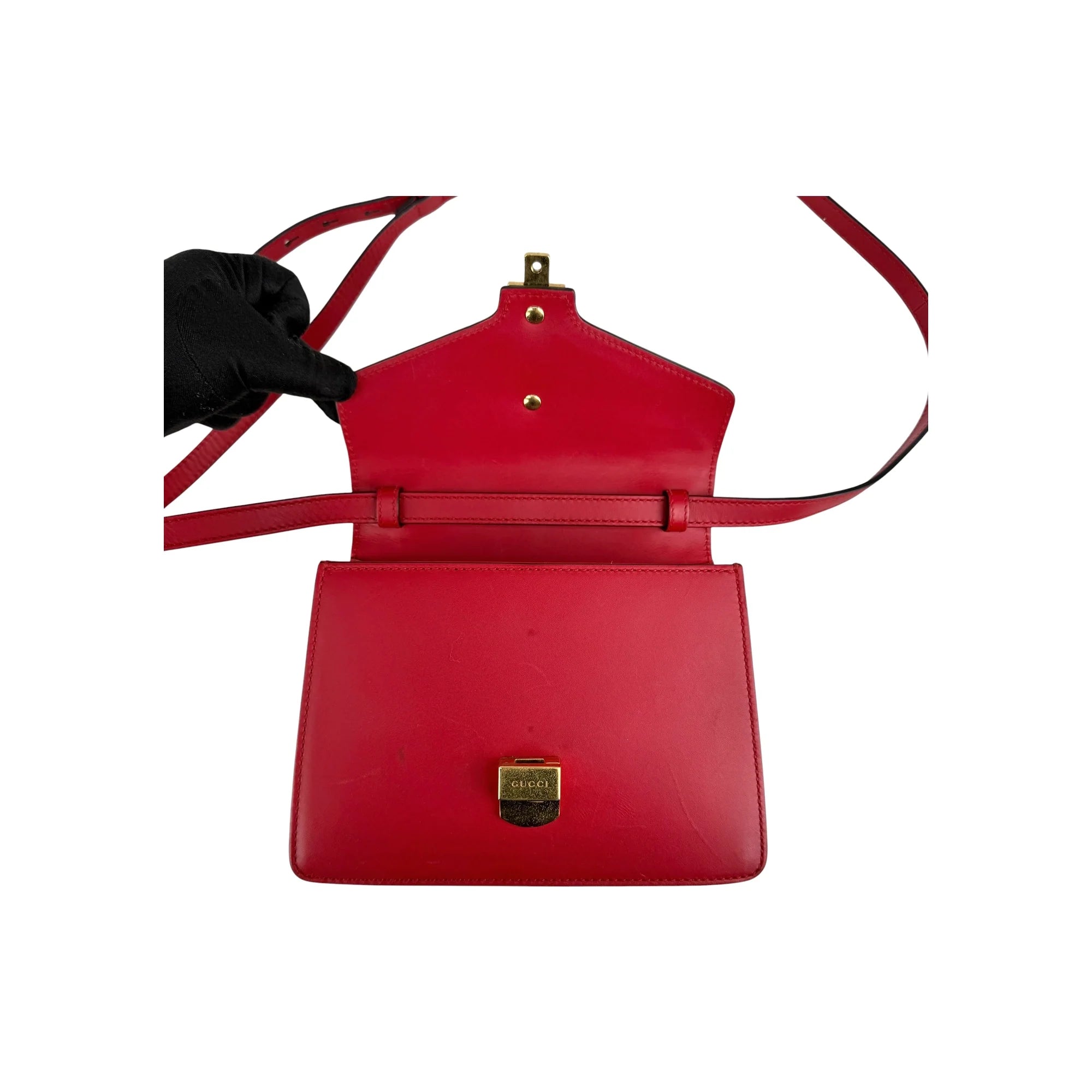Gucci Red Calfskin Leather Small Sylvie Shoulder Bag
