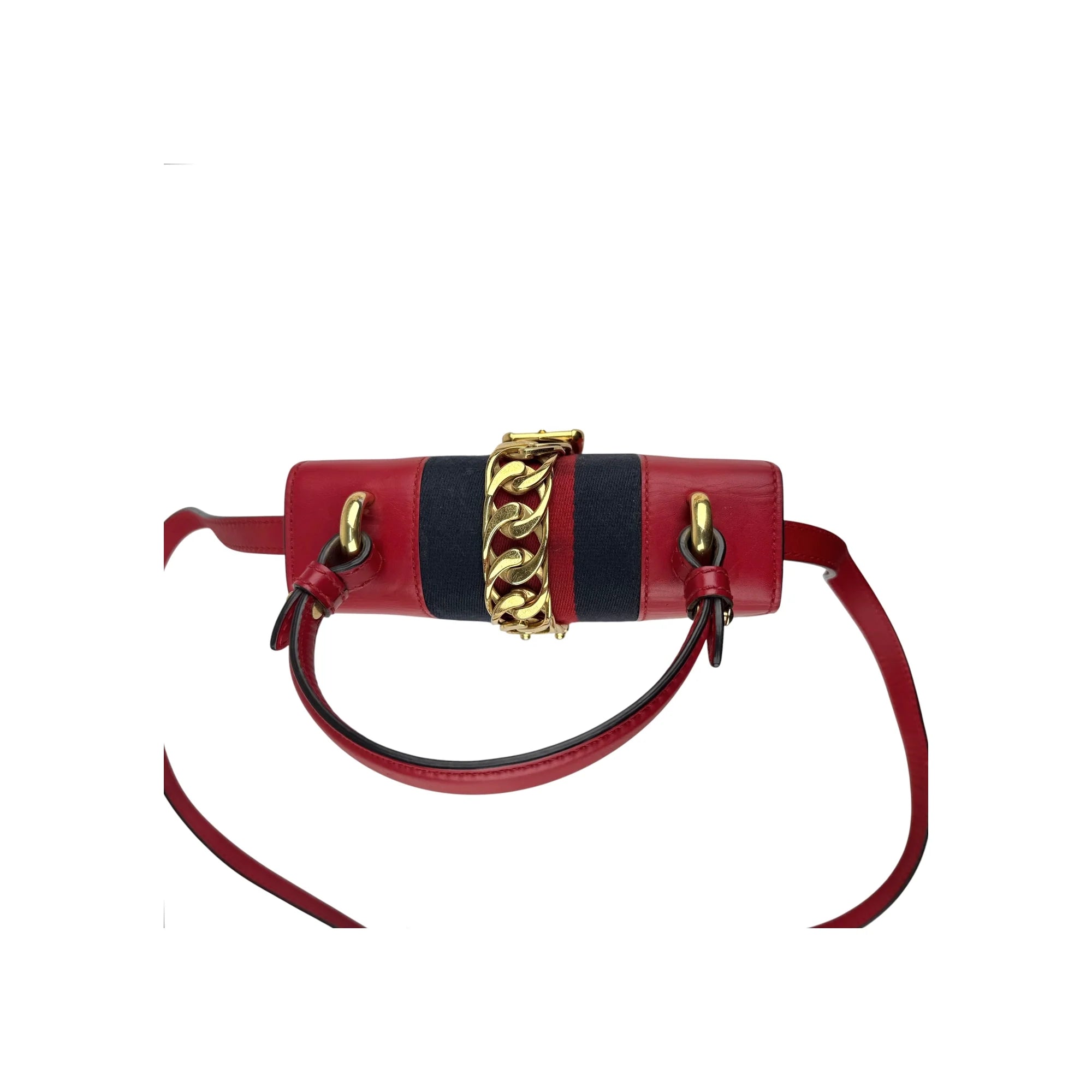Gucci Red Calfskin Leather Small Sylvie Shoulder Bag