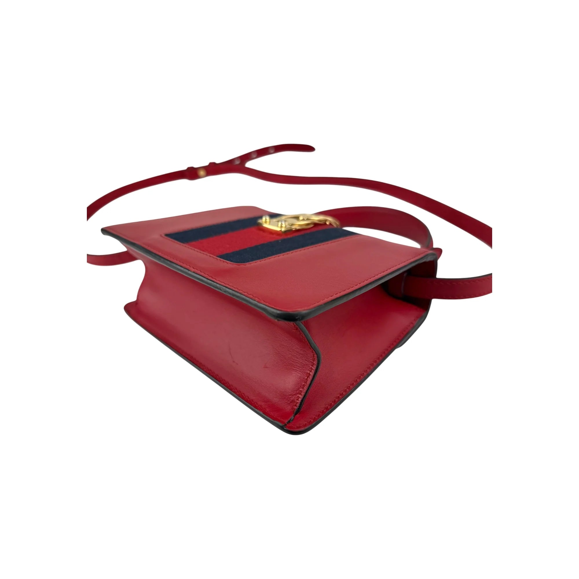 Gucci Red Calfskin Leather Small Sylvie Shoulder Bag