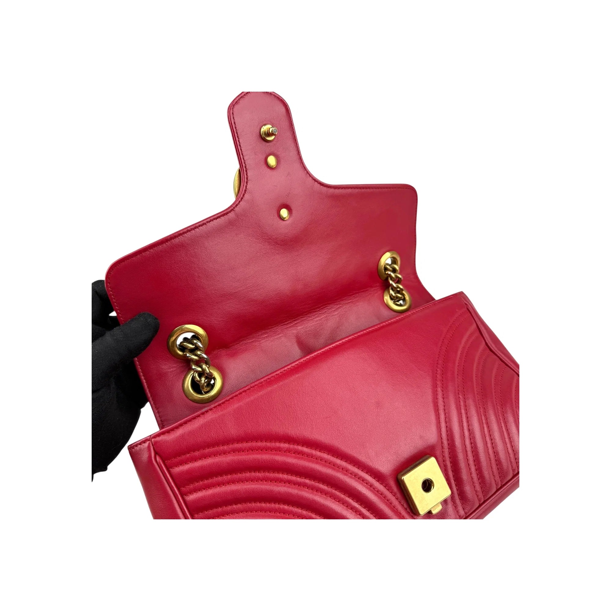 Gucci Red GG Marmont Matelasse Crossbody Bag
