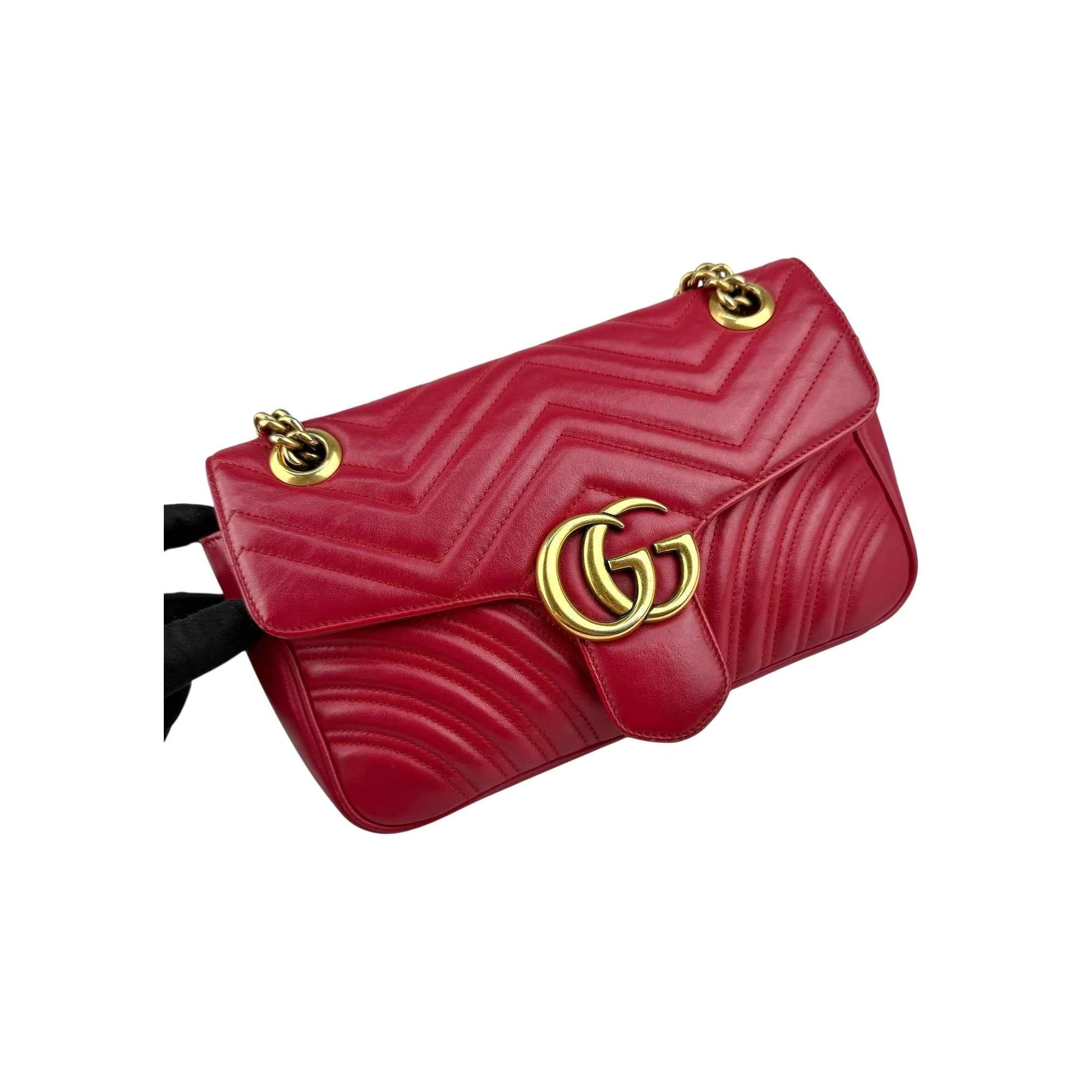 Gucci Red GG Marmont Matelasse Crossbody Bag