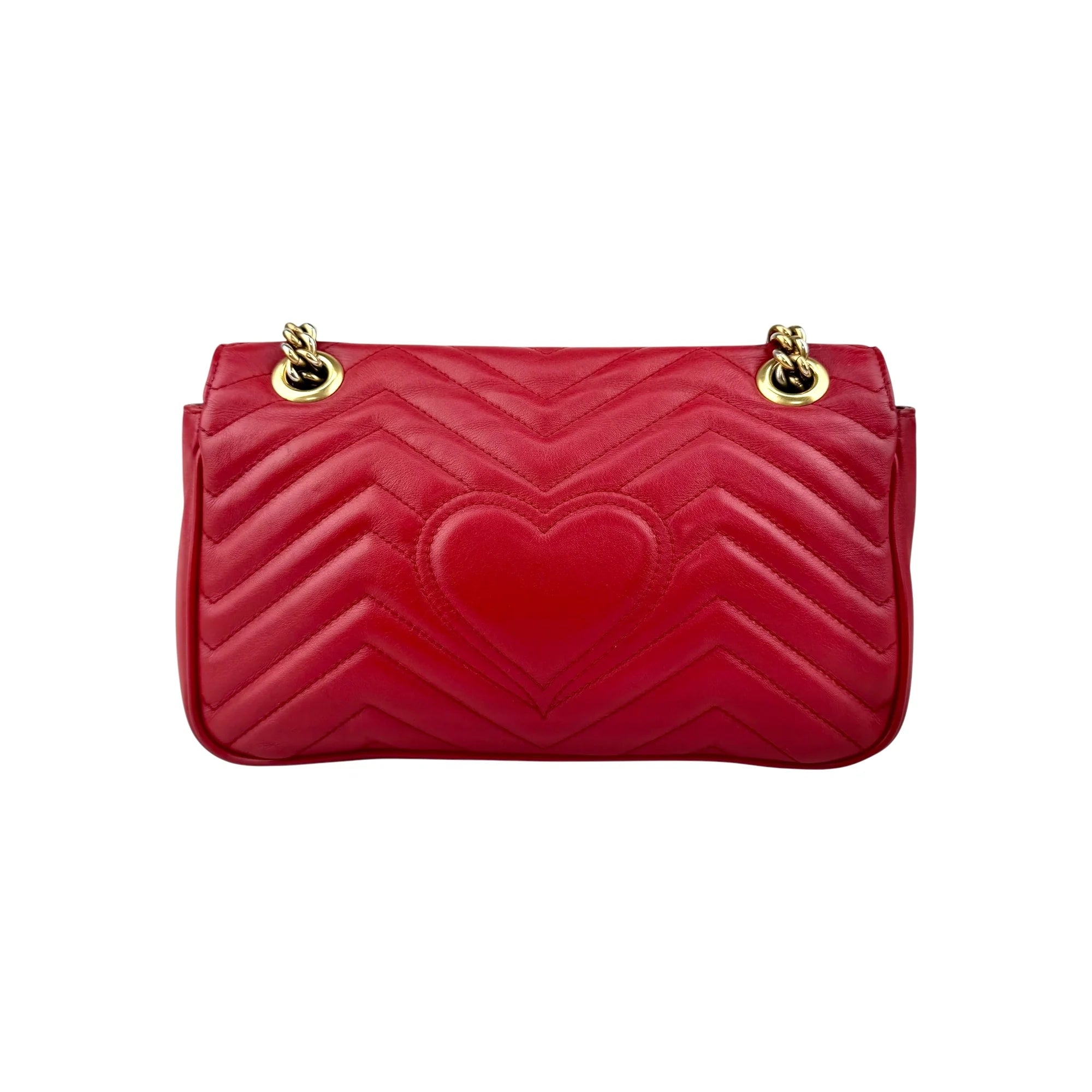 Gucci Red GG Marmont Matelasse Shoulder Bag Leather