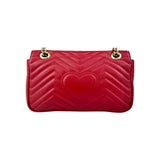 Gucci Red GG Marmont Matelasse Shoulder Bag Leather