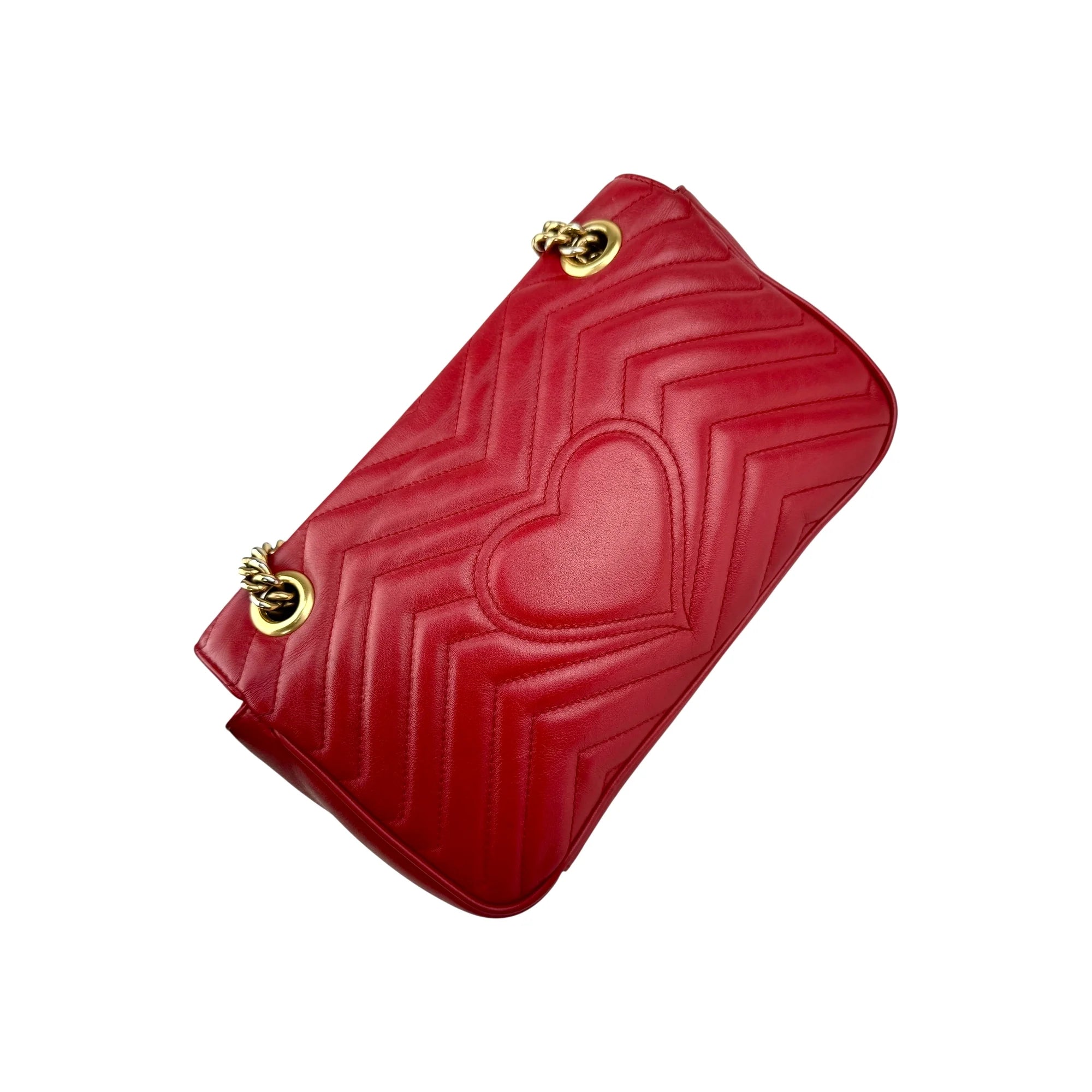 Gucci Red GG Marmont Matelasse Shoulder Bag Leather