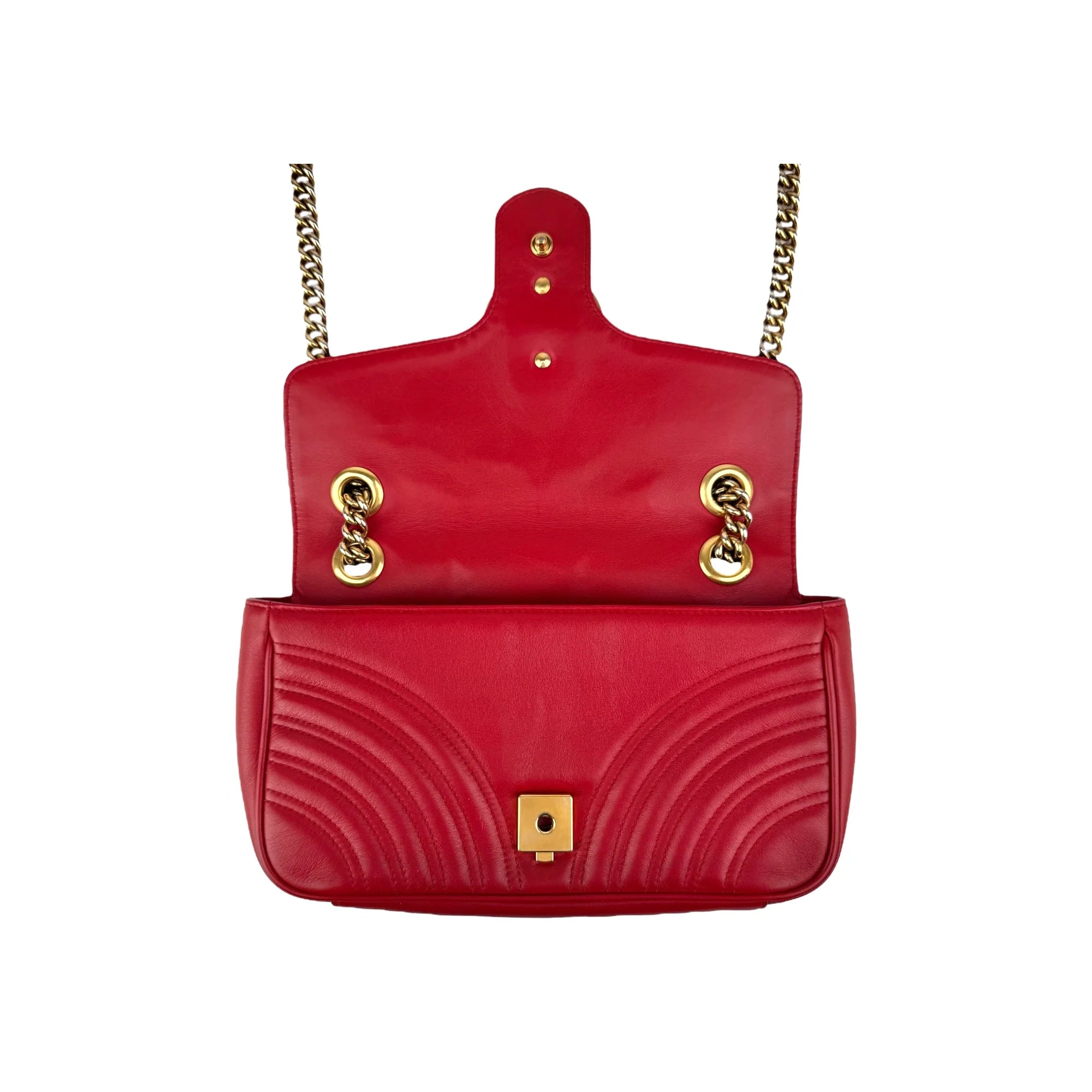 Gucci Red GG Marmont Matelasse Shoulder Bag Leather