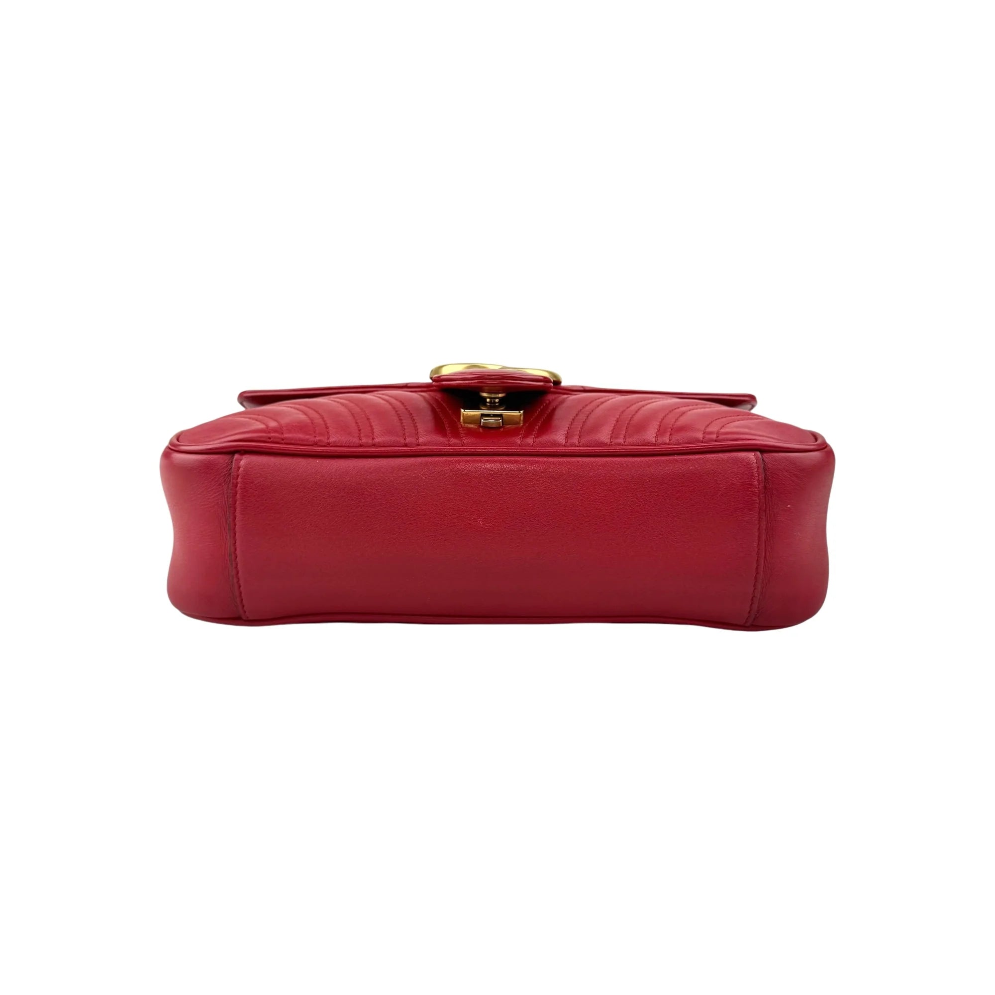 Gucci Red GG Marmont Matelasse Shoulder Bag Leather