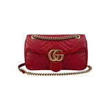 Gucci Red GG Marmont Matelasse Shoulder Bag Leather