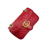Gucci Red GG Marmont Matelasse Shoulder Bag Leather