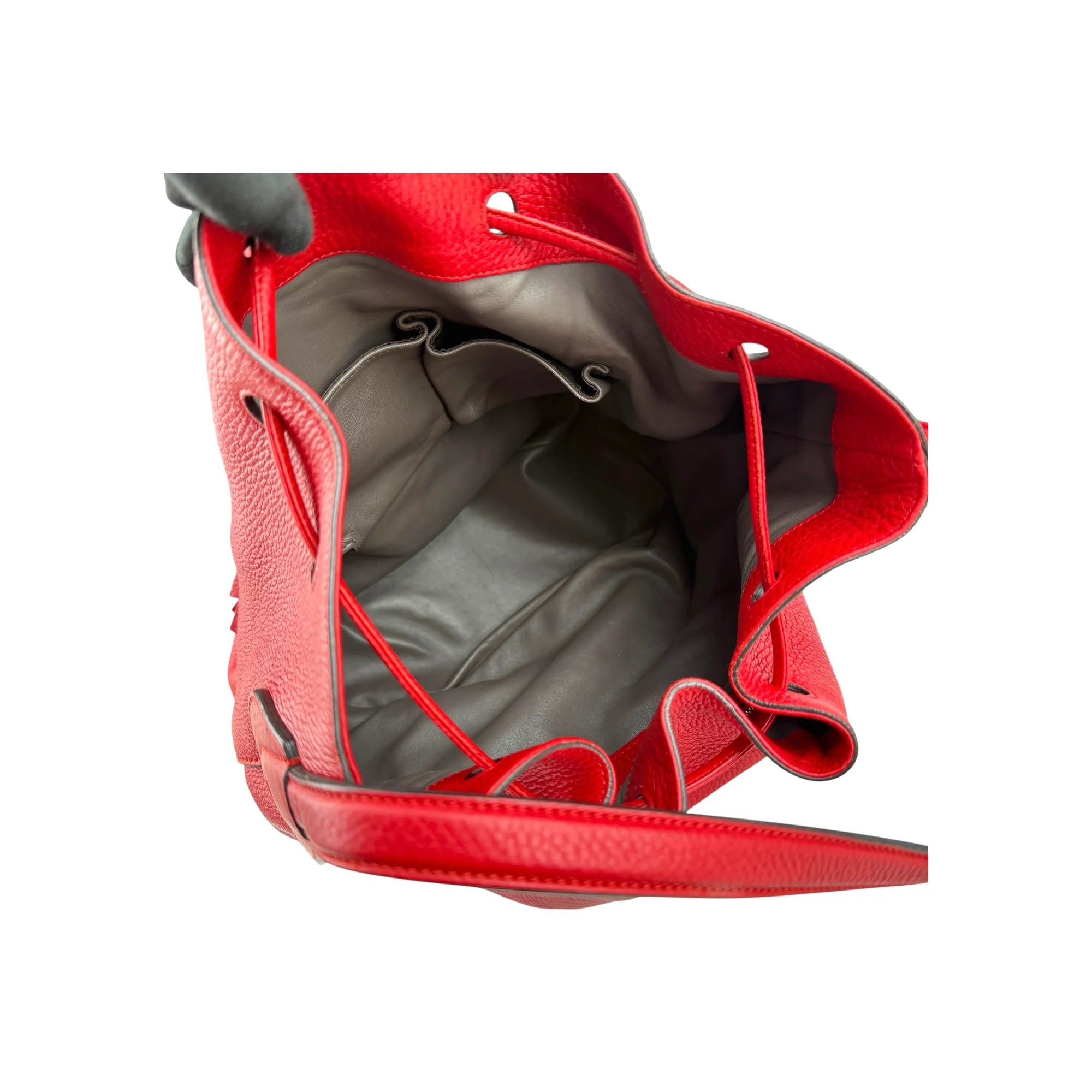 Gucci Red Leather Bucket Bag with Tassels