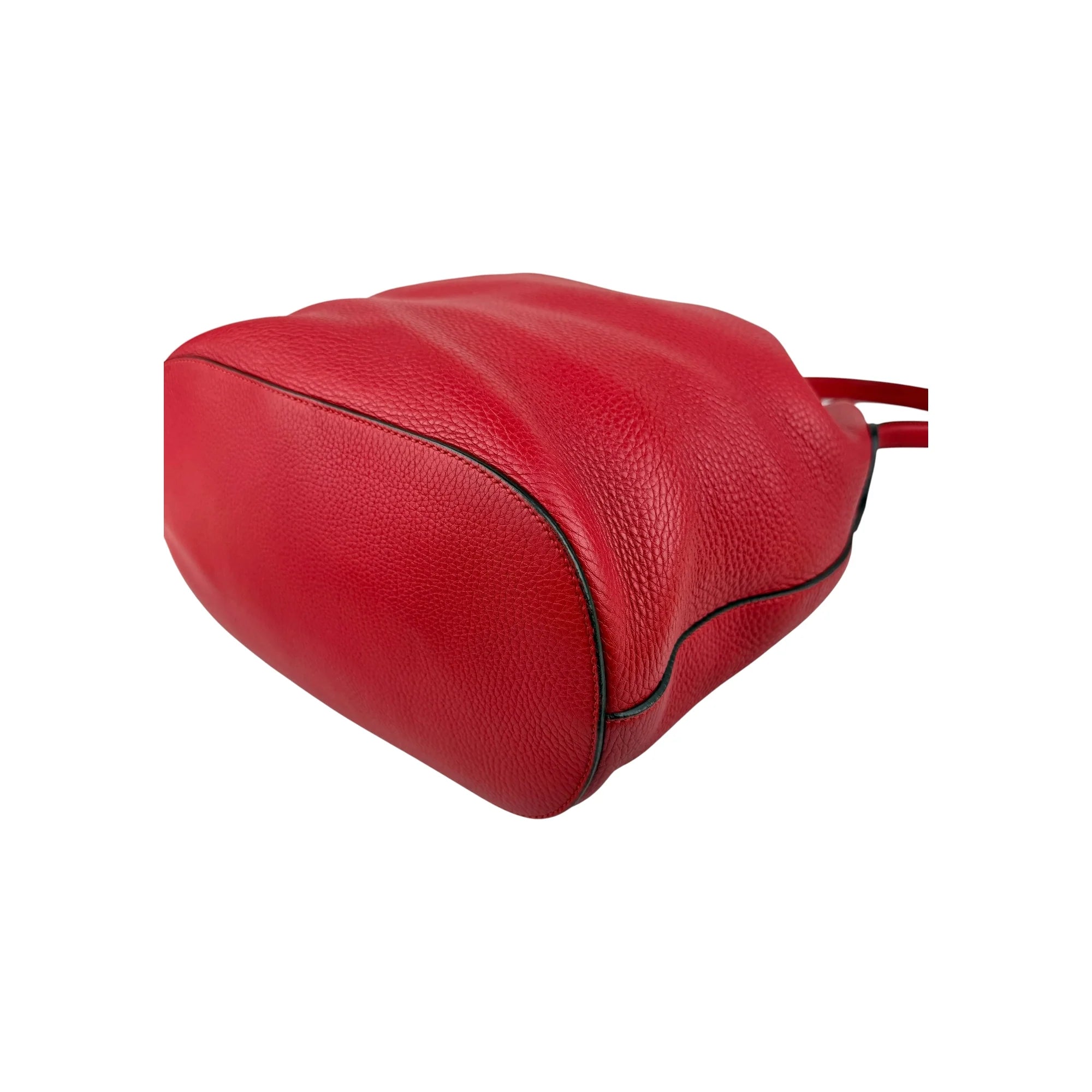 Gucci Red Leather Bucket Bag with Tassels