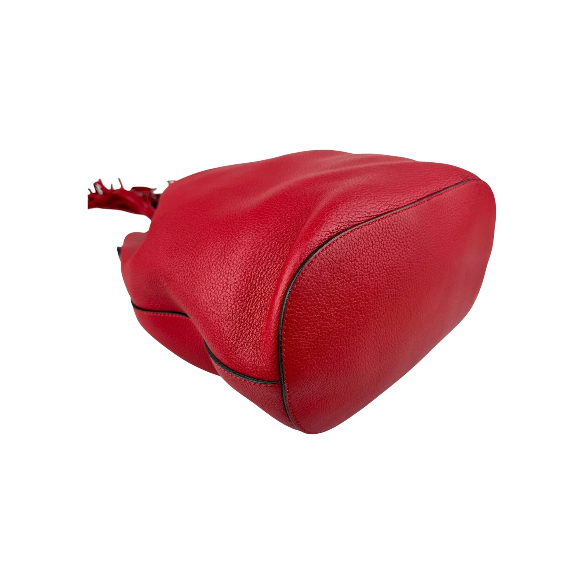 Gucci Red Leather Bucket Bag with Tassels