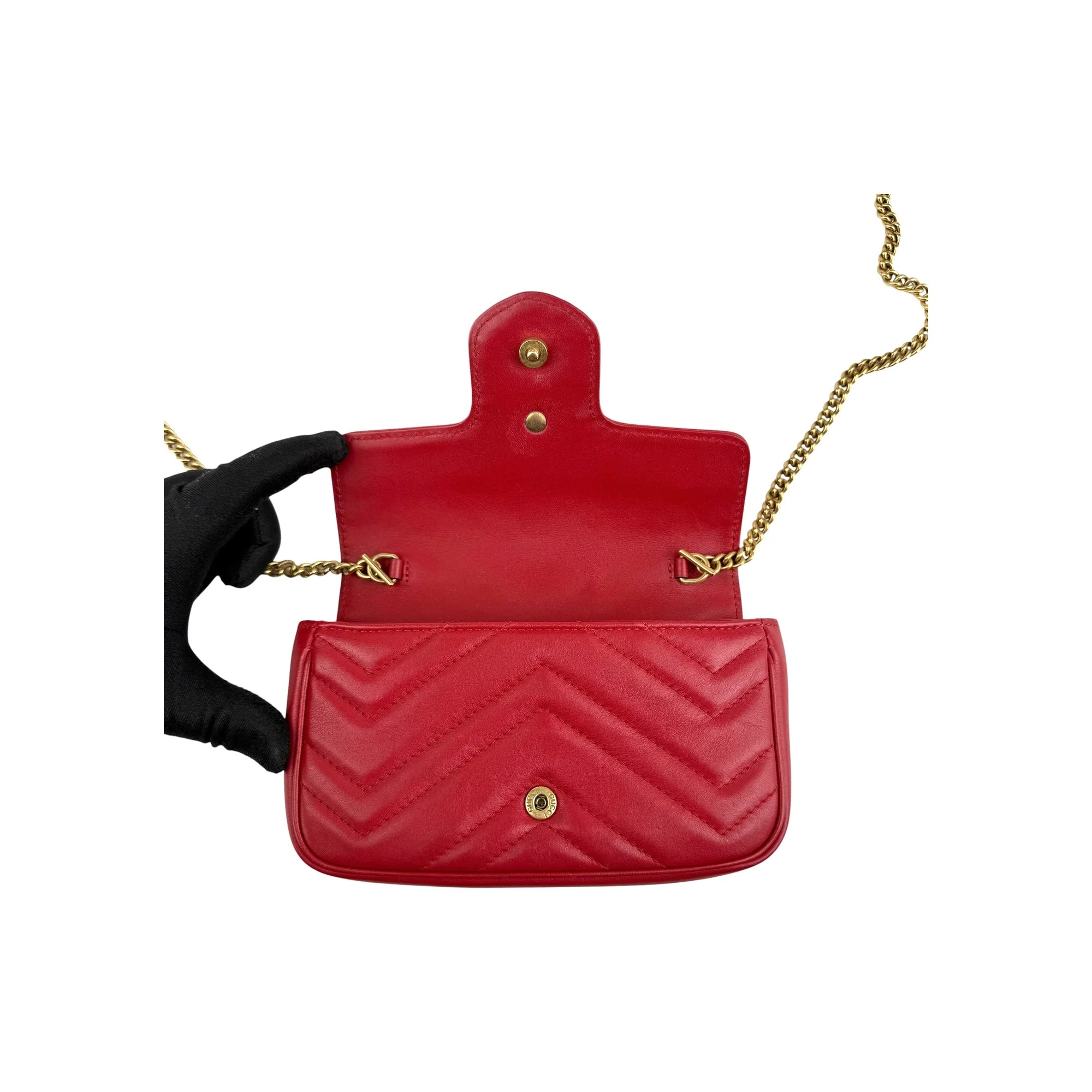 Gucci Red Quilted Leather GG Marmont Matelasse Mini Bag