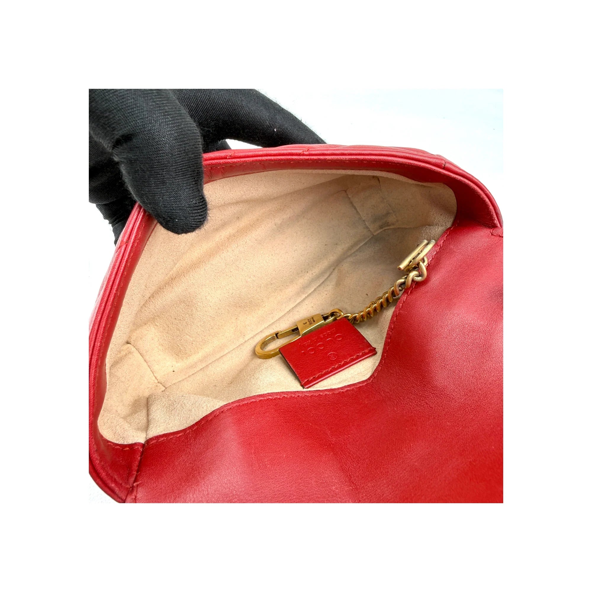 Gucci Red Quilted Leather GG Marmont Matelasse Mini Bag
