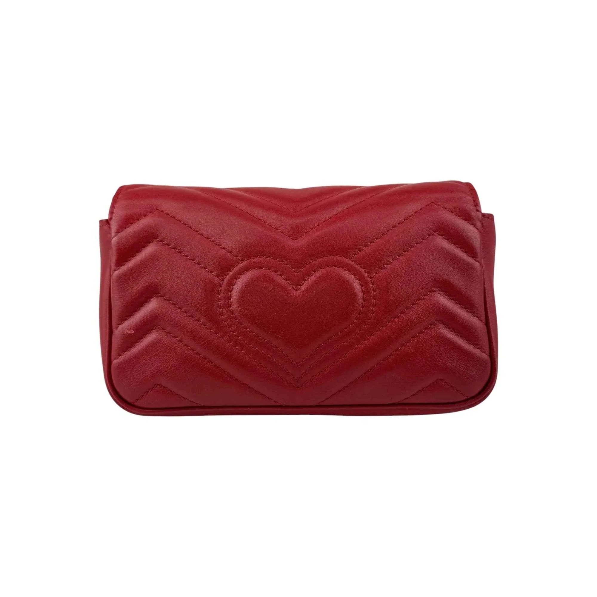 Gucci Red Quilted Leather GG Marmont Matelasse Mini Bag