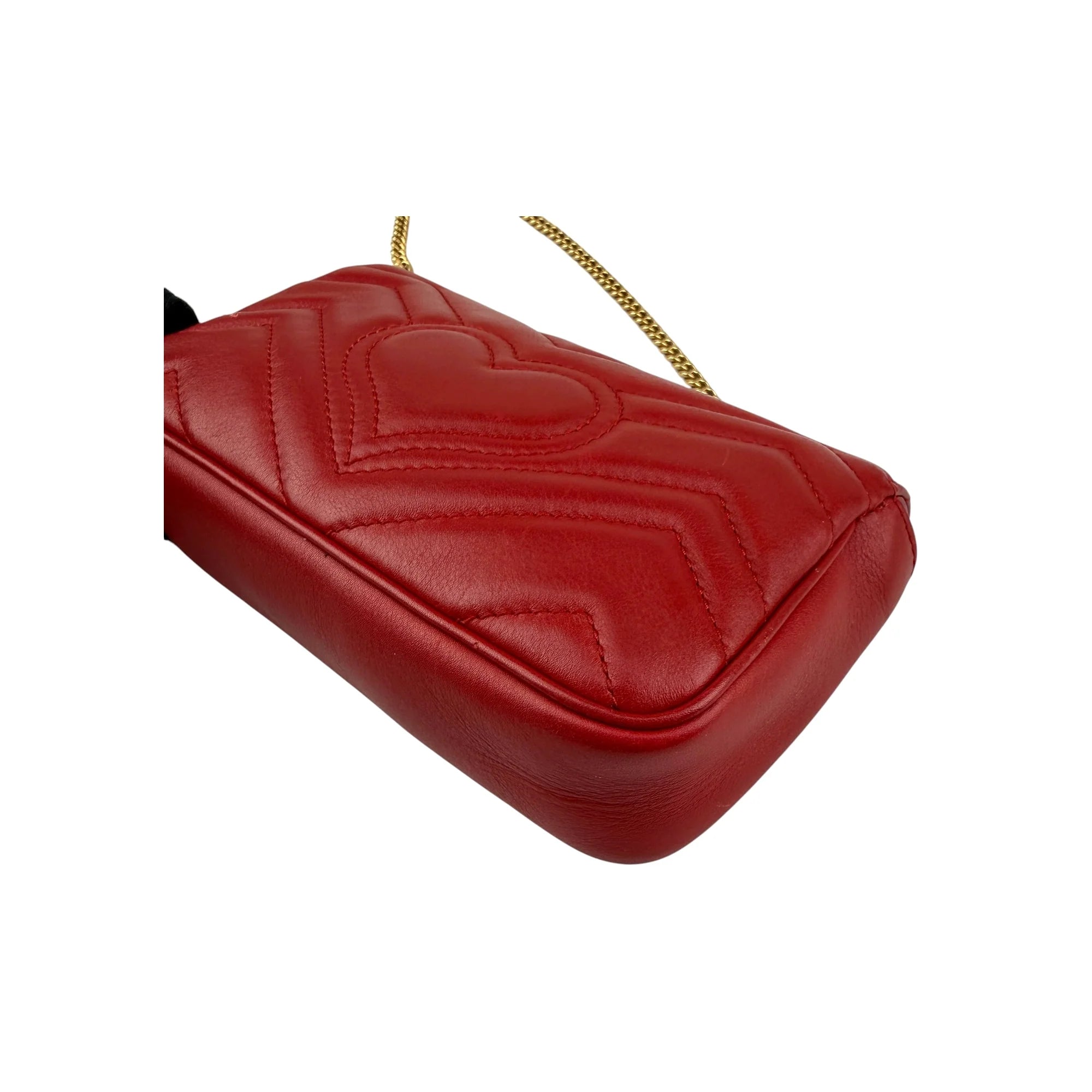 Gucci Red Quilted Leather GG Marmont Matelasse Mini Bag