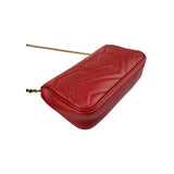 Gucci Red Quilted Leather GG Marmont Matelasse Mini Bag