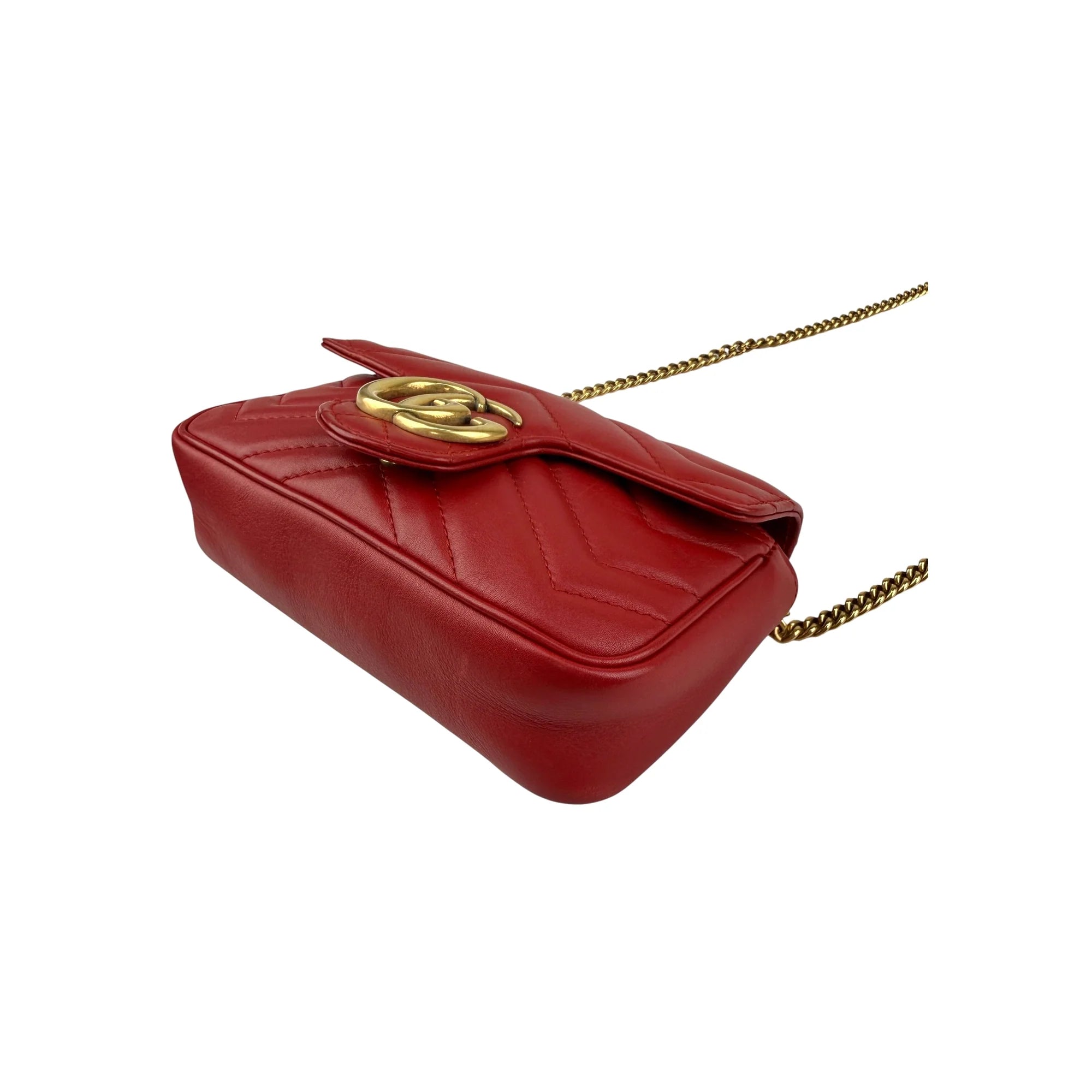 Gucci Red Quilted Leather GG Marmont Matelasse Mini Bag