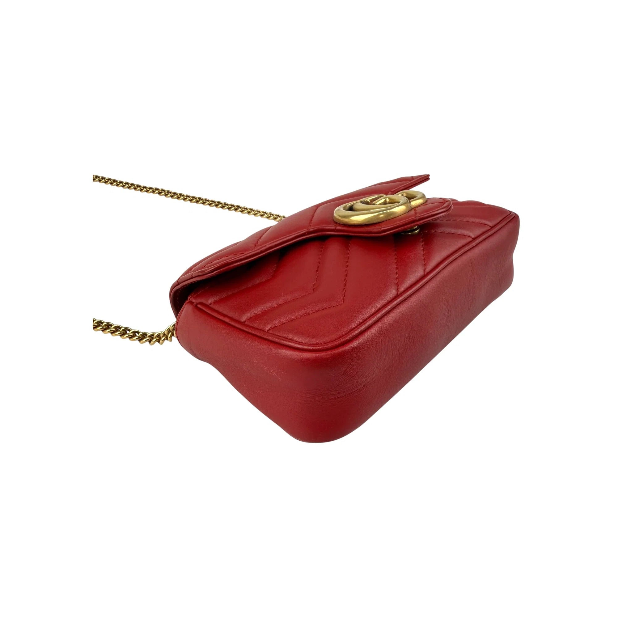 Gucci Red Quilted Leather GG Marmont Matelasse Mini Bag