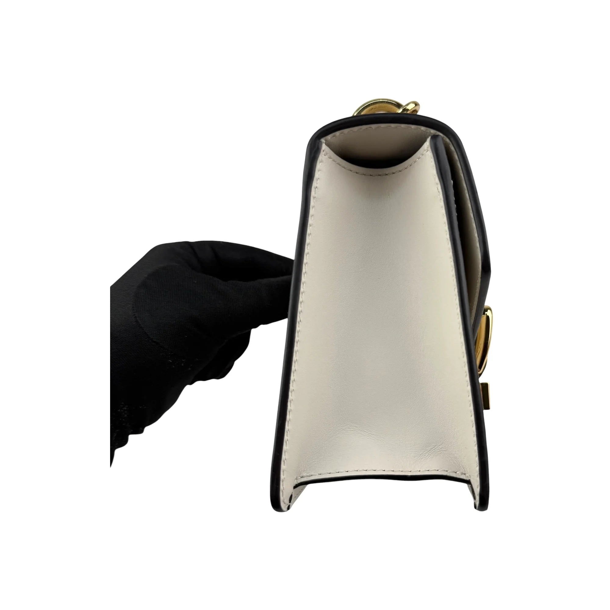 Gucci White Calfskin Leather Small Sylvie Shoulder Bag