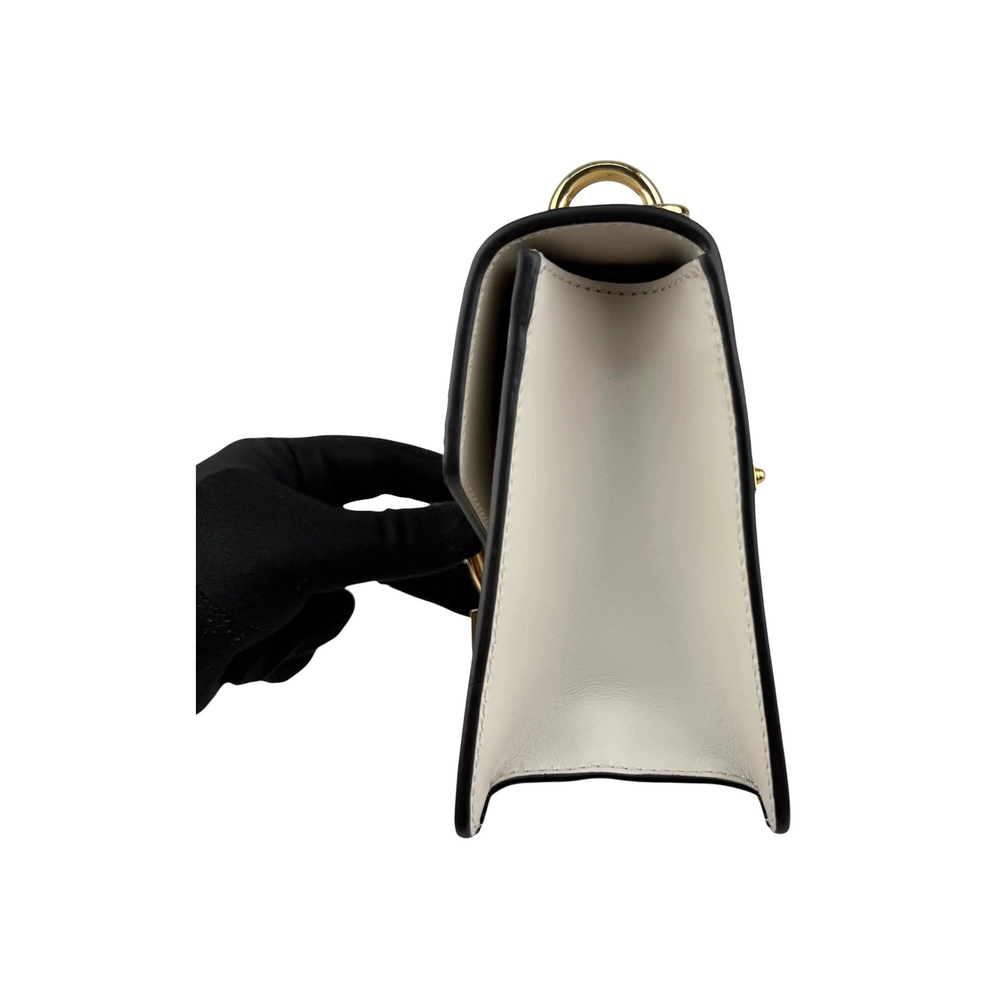 Gucci White Calfskin Leather Small Sylvie Shoulder Bag