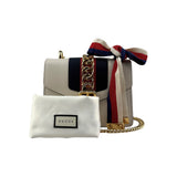 Gucci White Calfskin Leather Small Sylvie Shoulder Bag