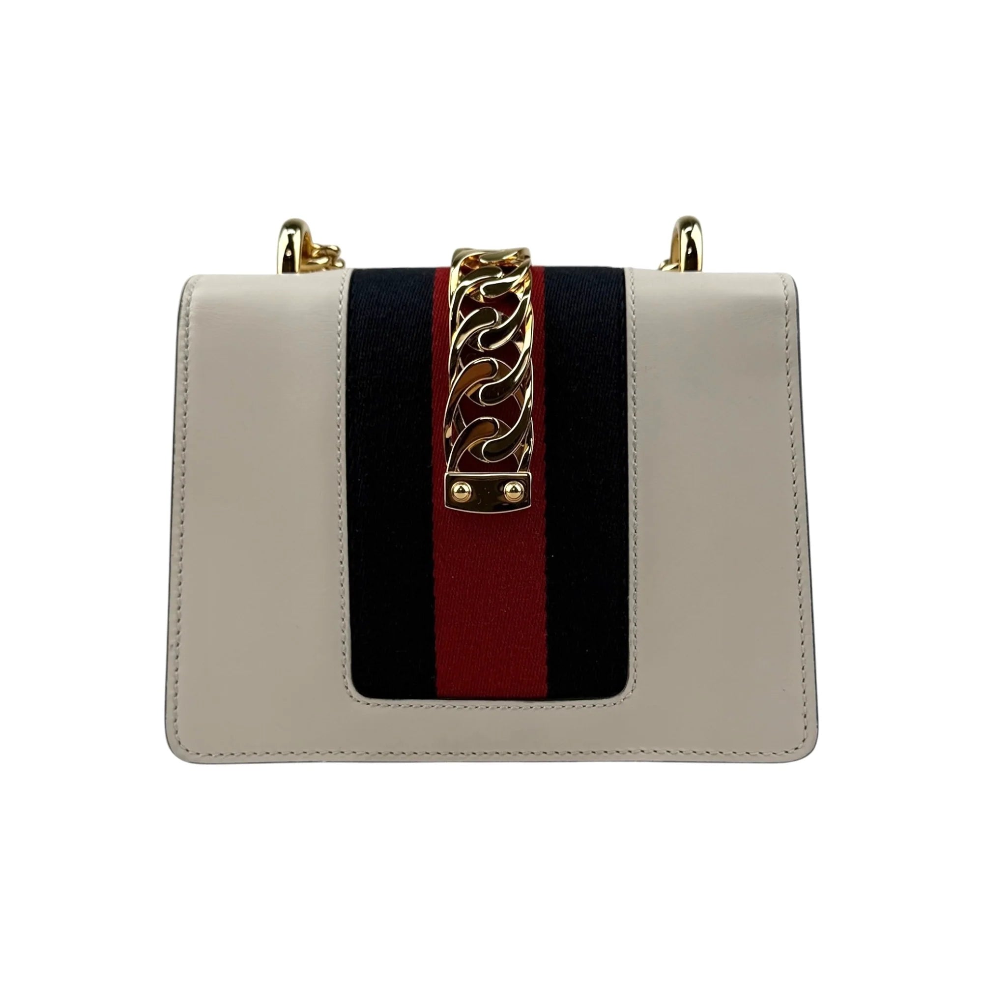 Gucci White Calfskin Leather Small Sylvie Shoulder Bag