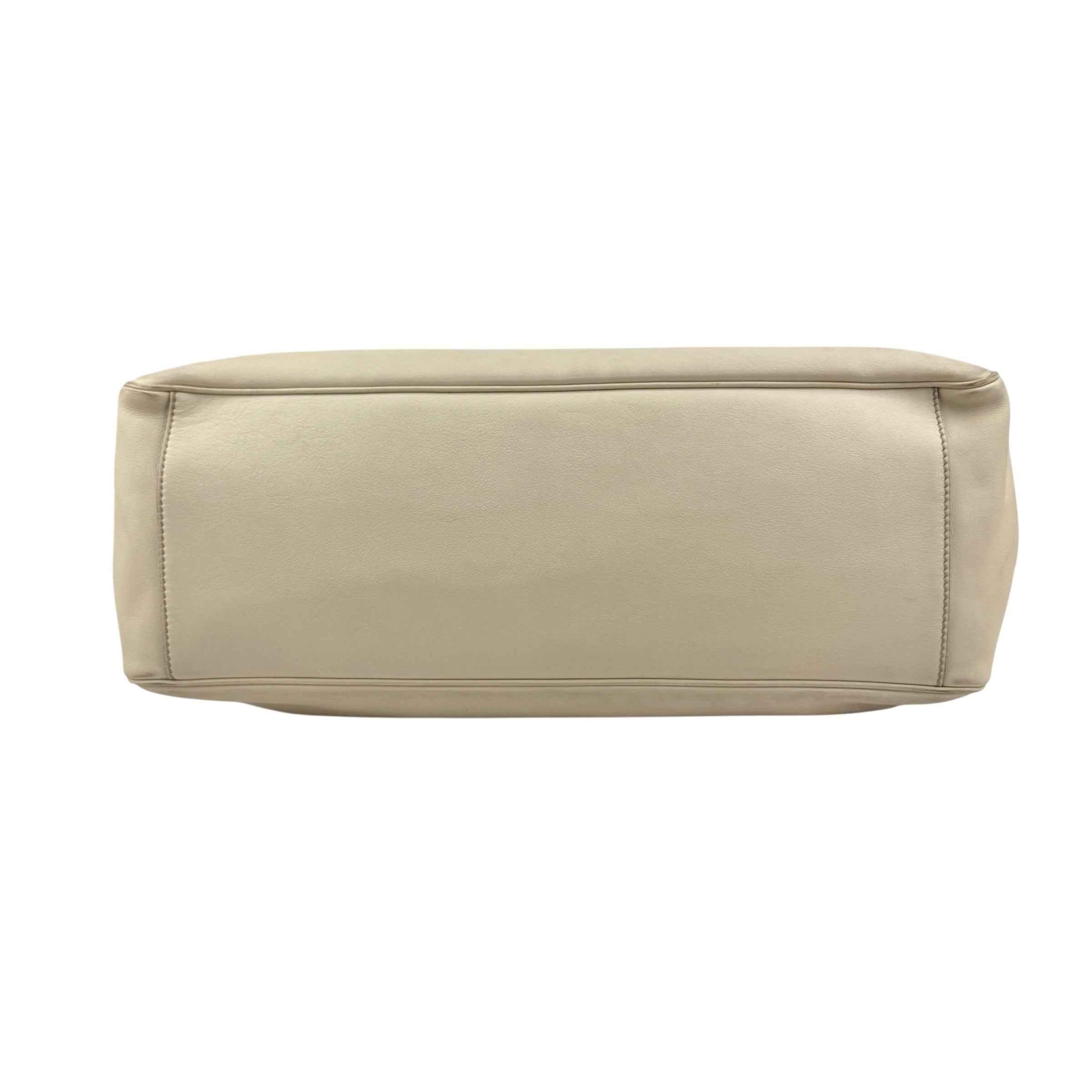 gucci beige leather positano tote bag with silk scarf bottom