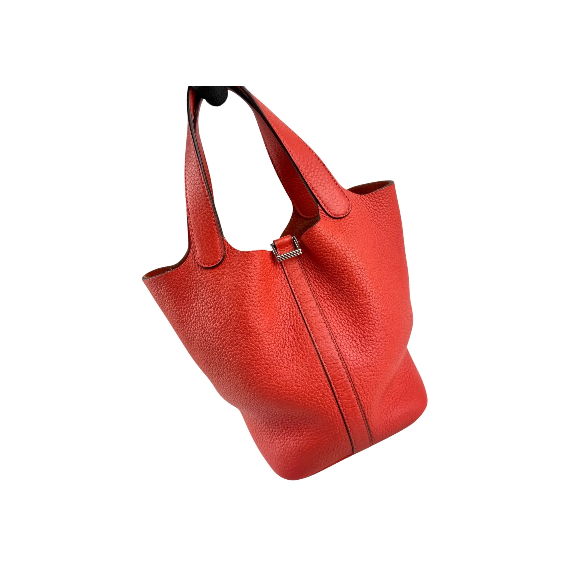 Hermes Preloved Picotin Lock 18 Red Leather Tote Women Handbags