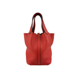 Hermes Preloved Picotin Lock 18 Red Leather Tote Women Handbags