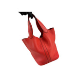 Hermes Preloved Picotin Lock 18 Red Leather Tote Women Handbags