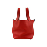 Hermes Preloved Picotin Lock 18 Red Leather Tote Women Handbags