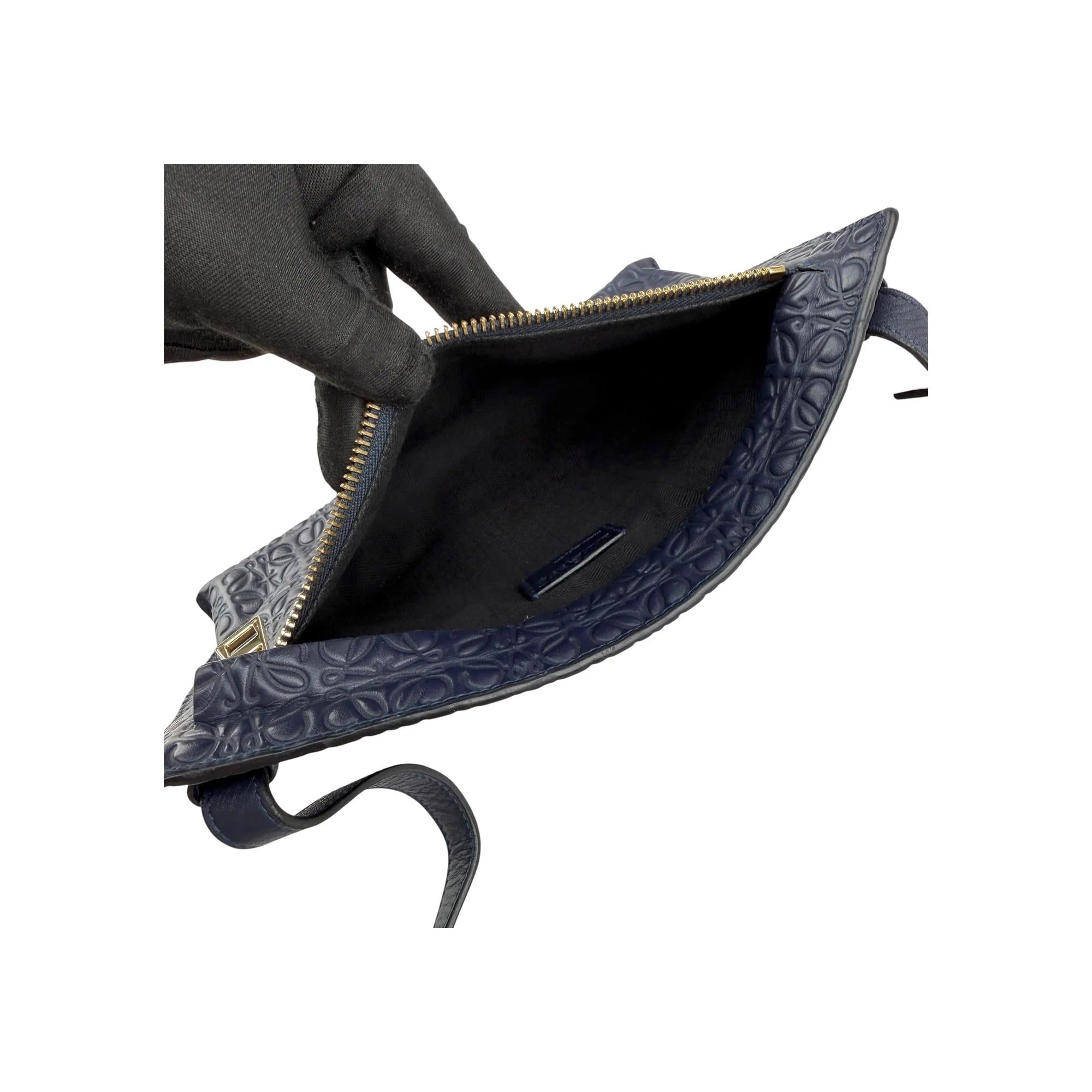 Loewe Navy Blue Leather Repeat Anagram T Pouch Crossbody Bag