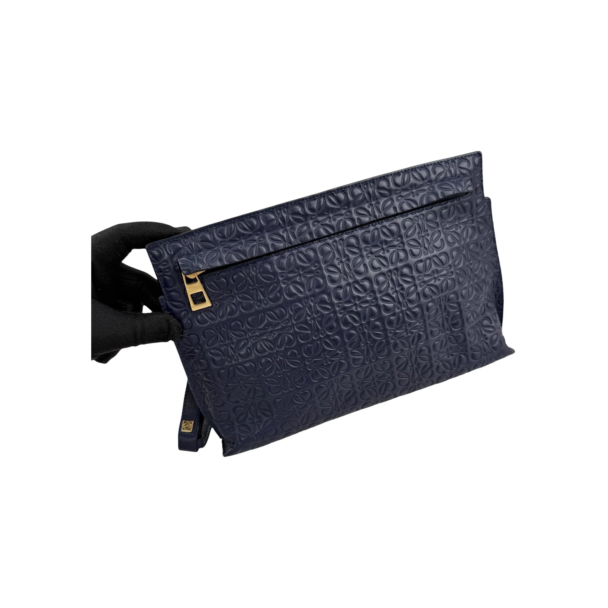 Loewe Navy Blue Leather Repeat Anagram T Pouch Crossbody Bag