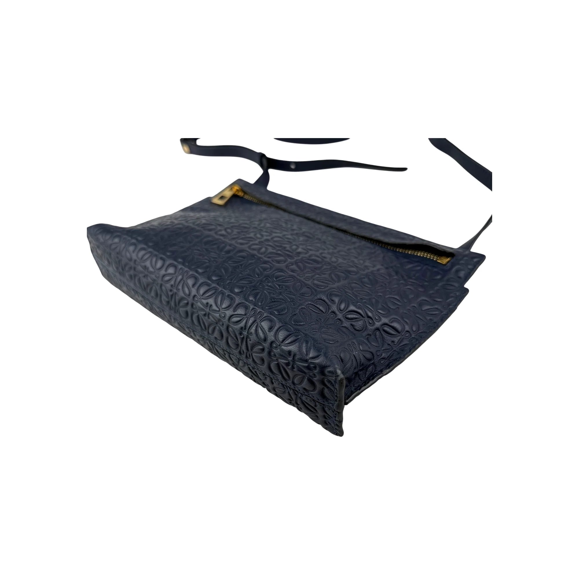 Loewe Navy Blue Leather Repeat Anagram T Pouch Crossbody Bag
