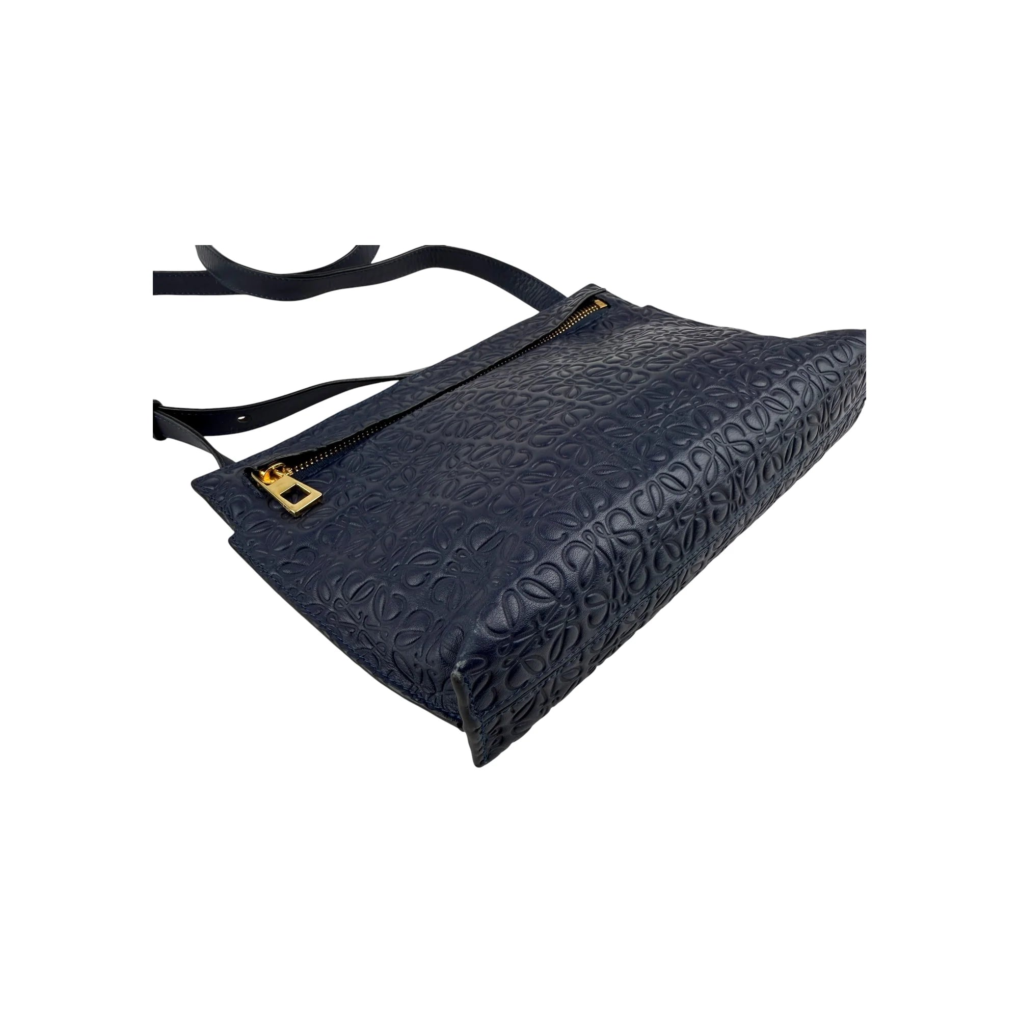 Loewe Navy Blue Leather Repeat Anagram T Pouch Crossbody Bag
