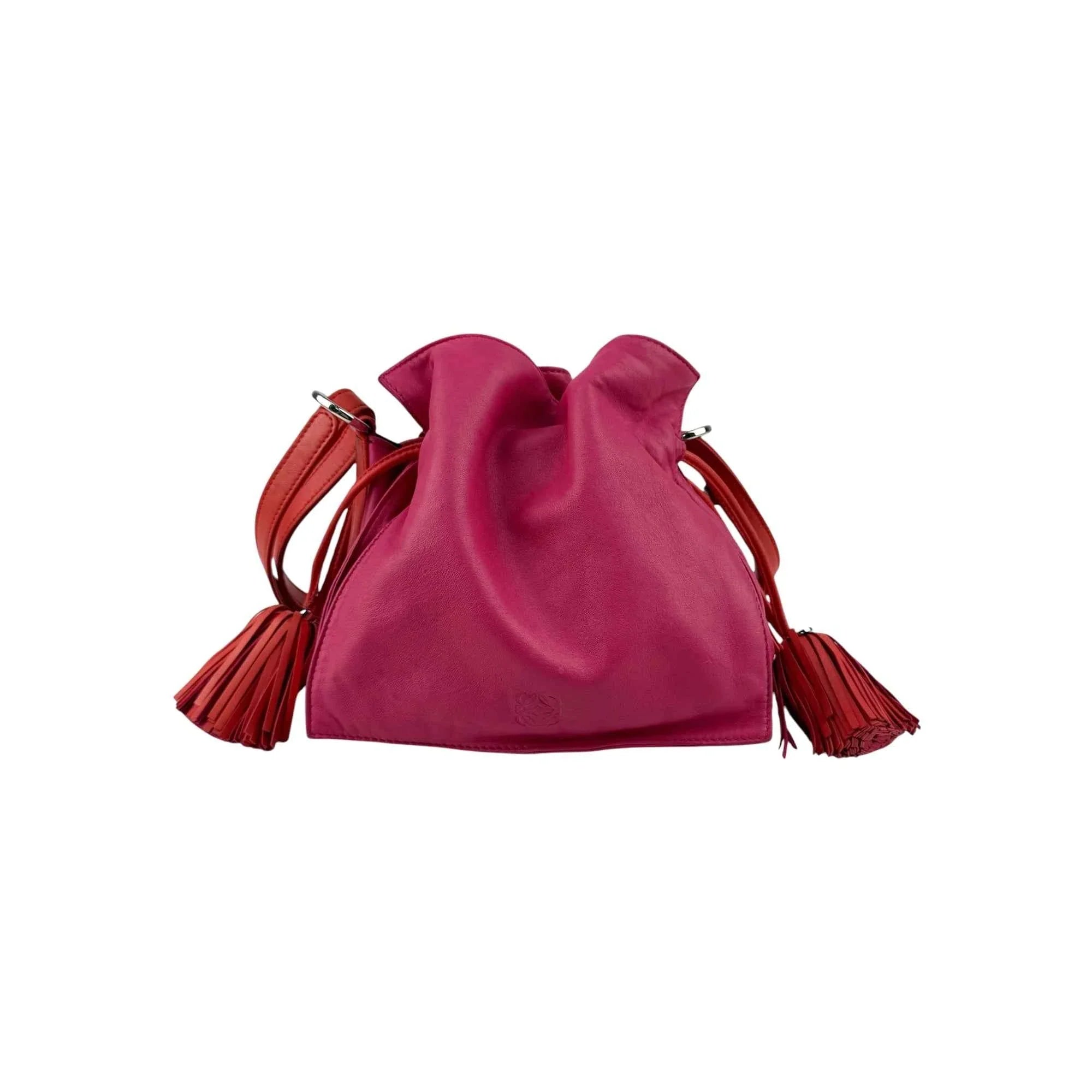 Loewe Pink/Coral Leather Flamenco Shoulder Bag