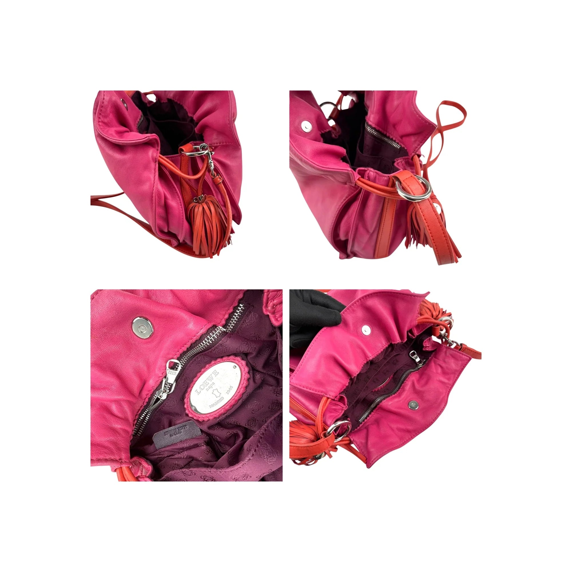 Loewe Pink/Coral Leather Flamenco Shoulder Bag
