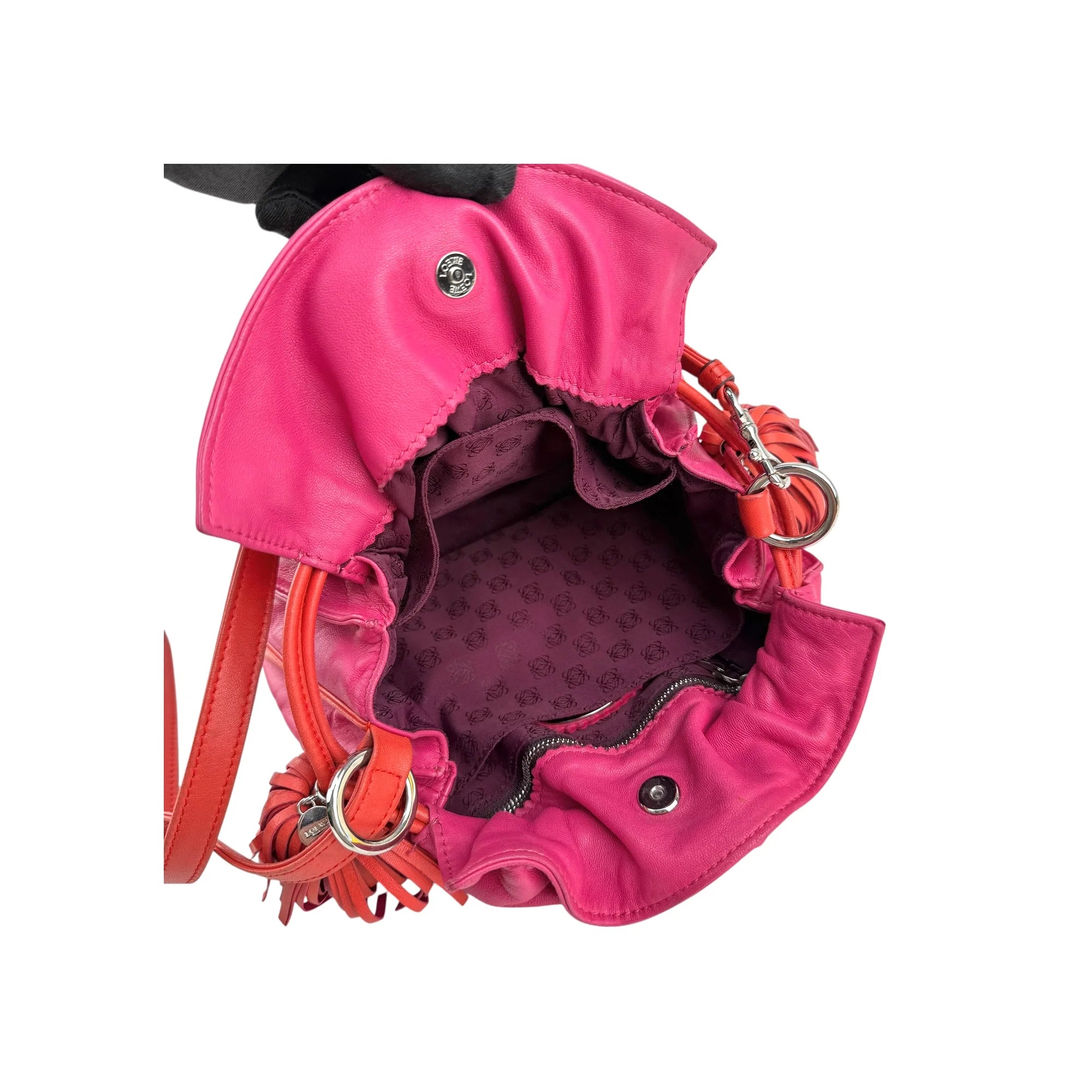 Loewe Pink/Coral Leather Flamenco Shoulder Bag