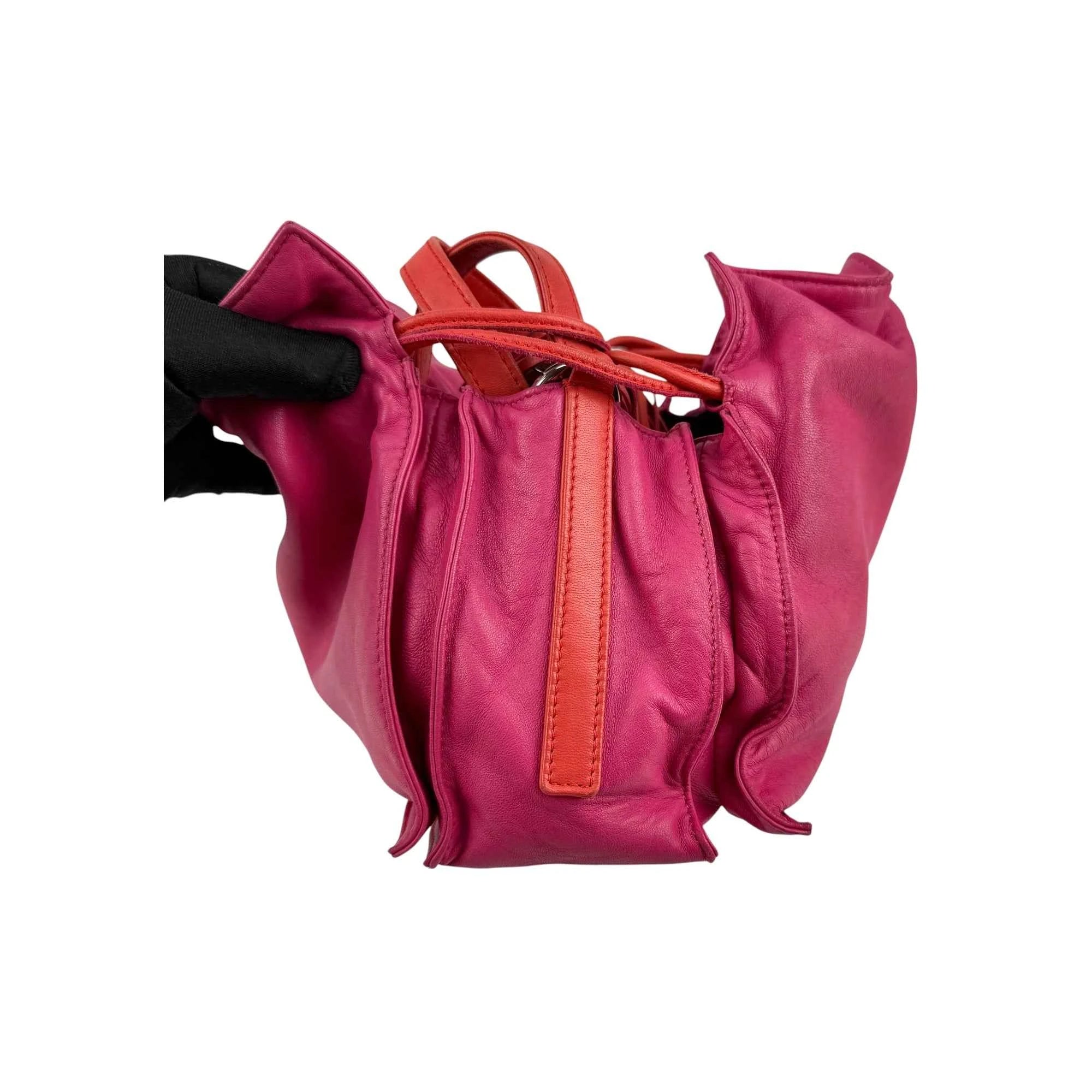 Loewe Pink/Coral Leather Flamenco Shoulder Bag