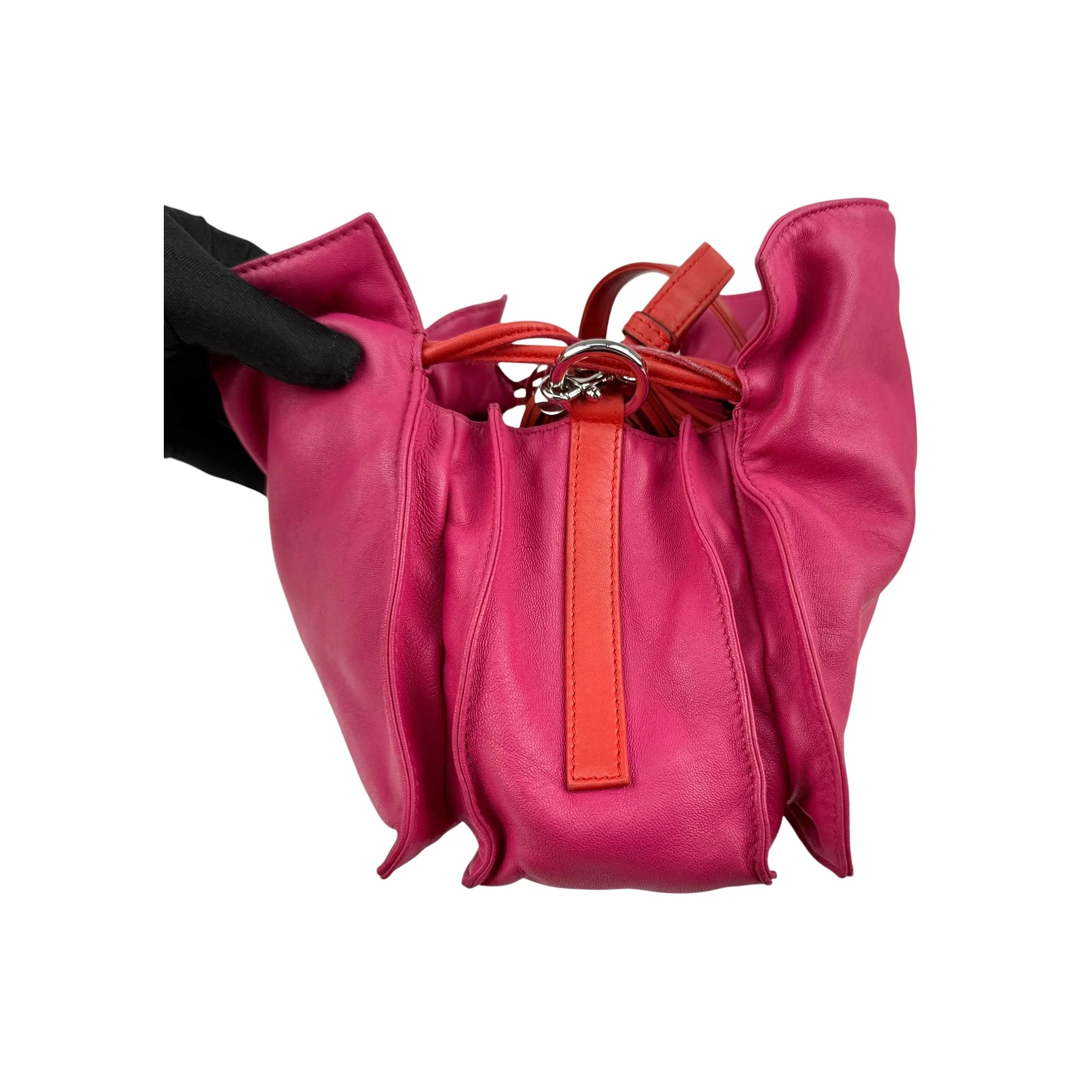 Loewe Pink/Coral Leather Flamenco Shoulder Bag