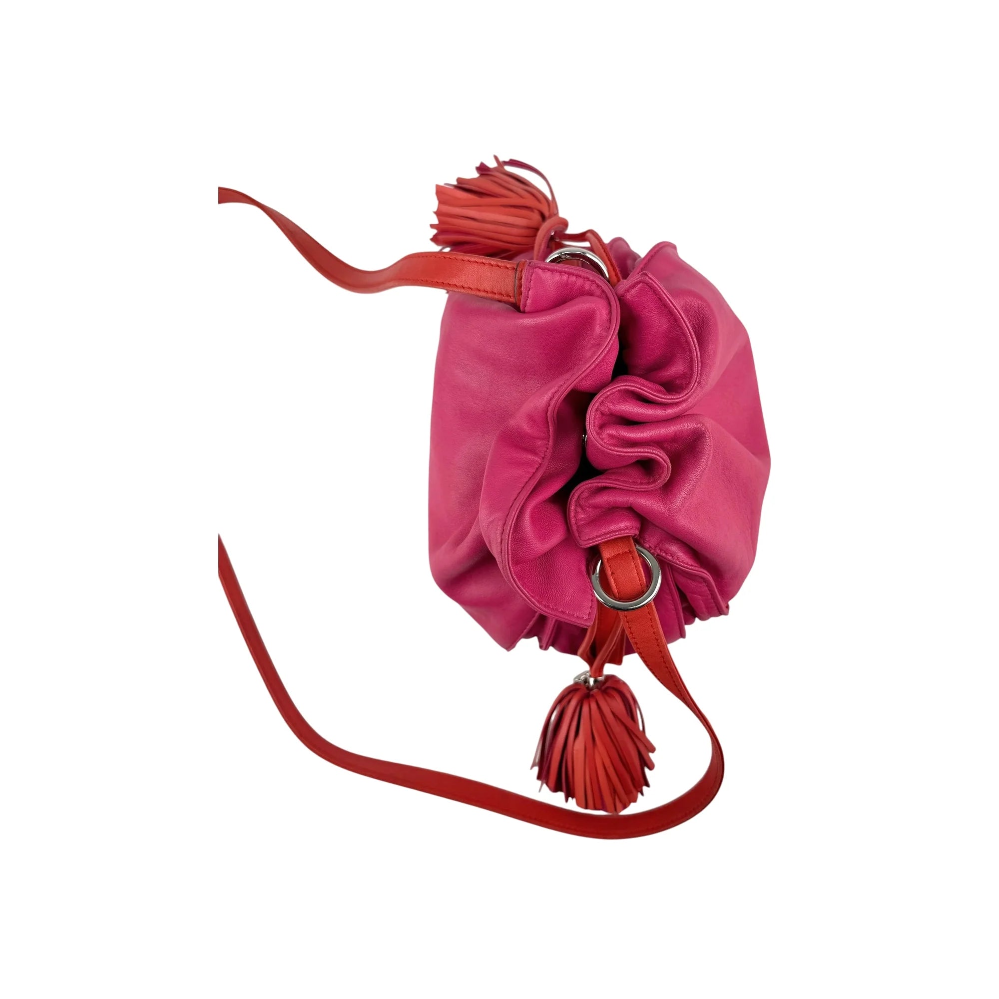 Loewe Pink/Coral Leather Flamenco Shoulder Bag