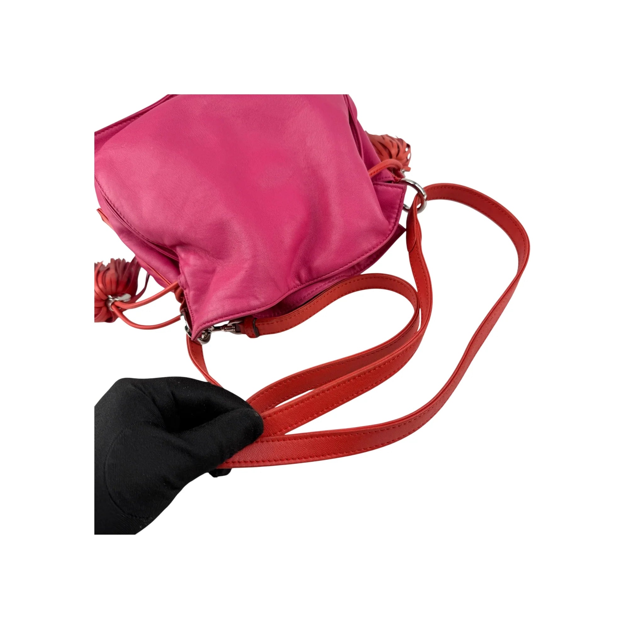 Loewe Pink/Coral Leather Flamenco Shoulder Bag